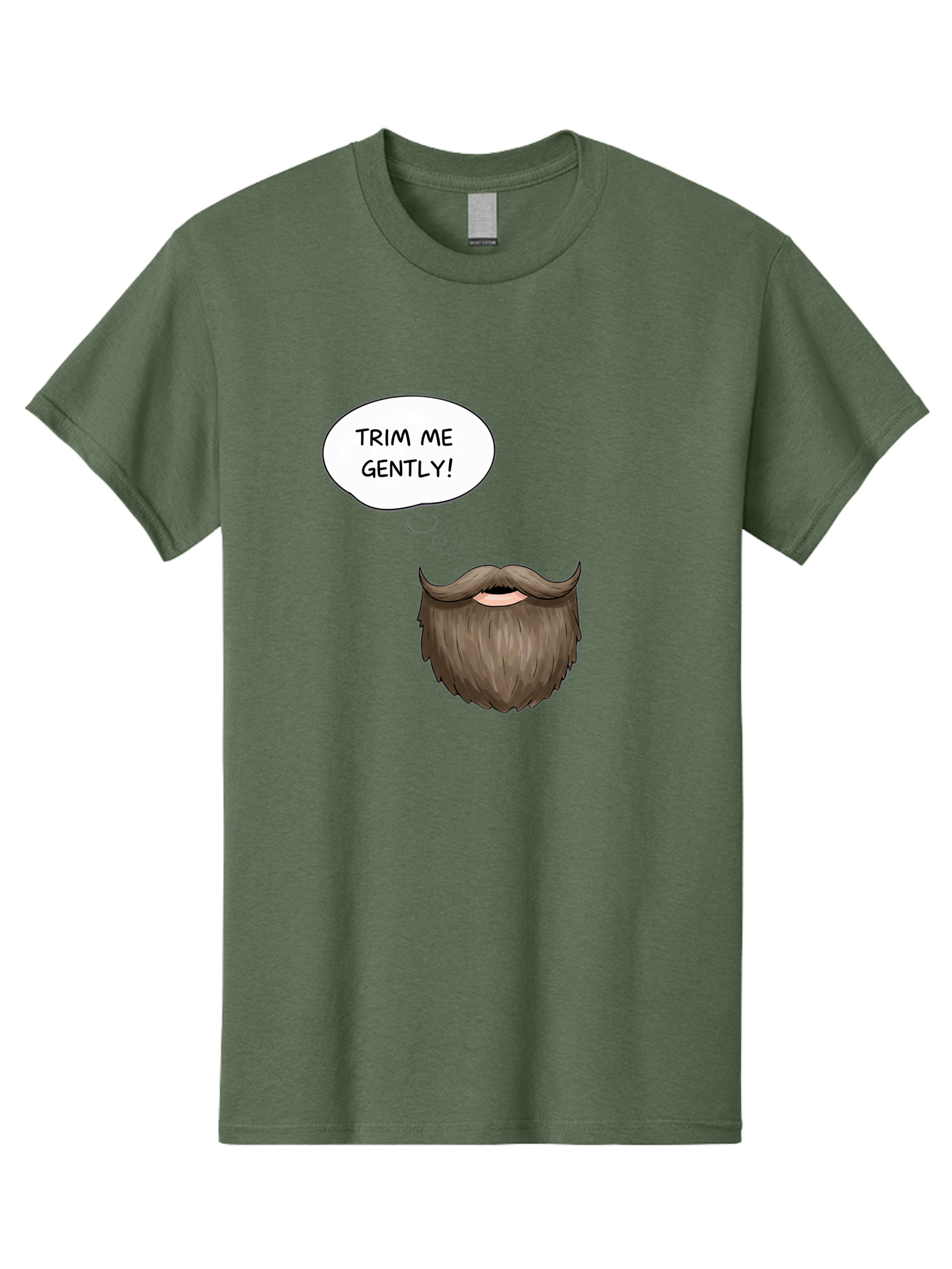 Trim-Me-Gently-2 Men'S Graphic Tee, 100% Cotton, Comfortable Casual Summer Wear, Machine Washable, Funny Cartoon Beard, Humorous Illustration, Whimsical Character, Mustache And Beard Combo, Playful Typography, Quirky Design, Bold Text, Bad863