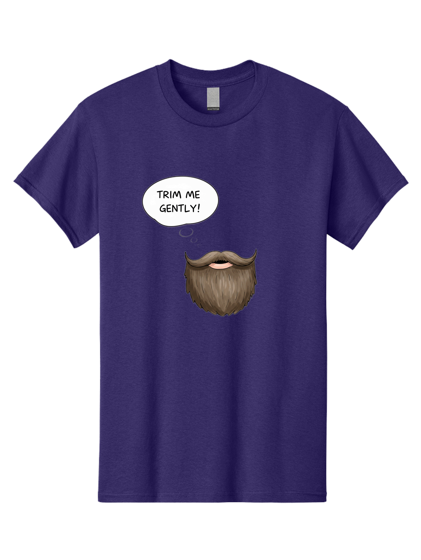 Trim-Me-Gently-2 Men'S Graphic Tee, 100% Cotton, Comfortable Casual Summer Wear, Machine Washable, Funny Cartoon Beard, Humorous Illustration, Whimsical Character, Mustache And Beard Combo, Playful Typography, Quirky Design, Bold Text, Bad863
