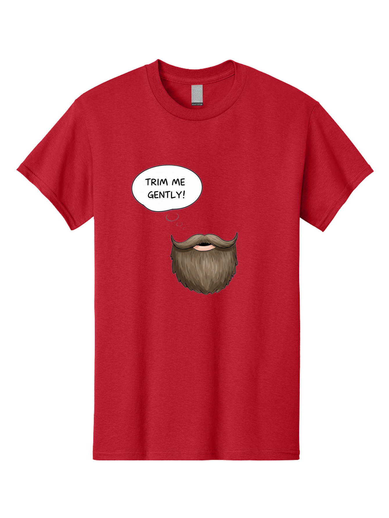 Trim-Me-Gently-2 Men'S Graphic Tee, 100% Cotton, Comfortable Casual Summer Wear, Machine Washable, Funny Cartoon Beard, Humorous Illustration, Whimsical Character, Mustache And Beard Combo, Playful Typography, Quirky Design, Bold Text, Bad863