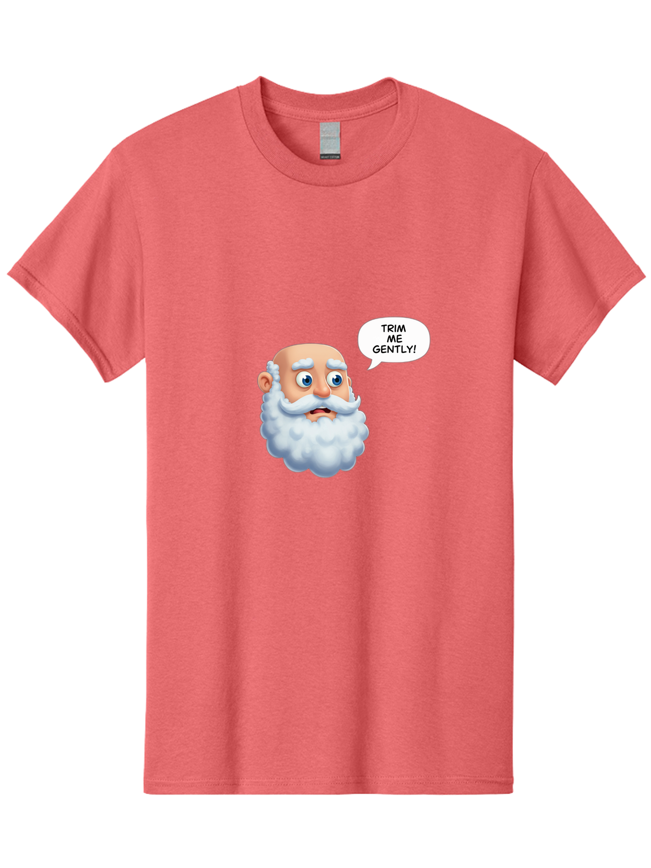 Trim-Me-Gently-4 Men'S Graphic Tee, 100% Cotton, Comfortable Casual Summer Wear, Machine Washable, Funny Cartoon Character, White Beard, Blue Eyes, Humorous Expression, Speech Bubble, Trim Me Gently, Comedic Style, Cartoon Humor, Bad865