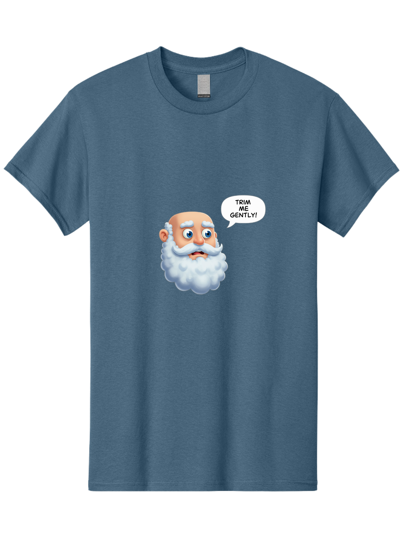 Trim-Me-Gently-4 Men'S Graphic Tee, 100% Cotton, Comfortable Casual Summer Wear, Machine Washable, Funny Cartoon Character, White Beard, Blue Eyes, Humorous Expression, Speech Bubble, Trim Me Gently, Comedic Style, Cartoon Humor, Bad865