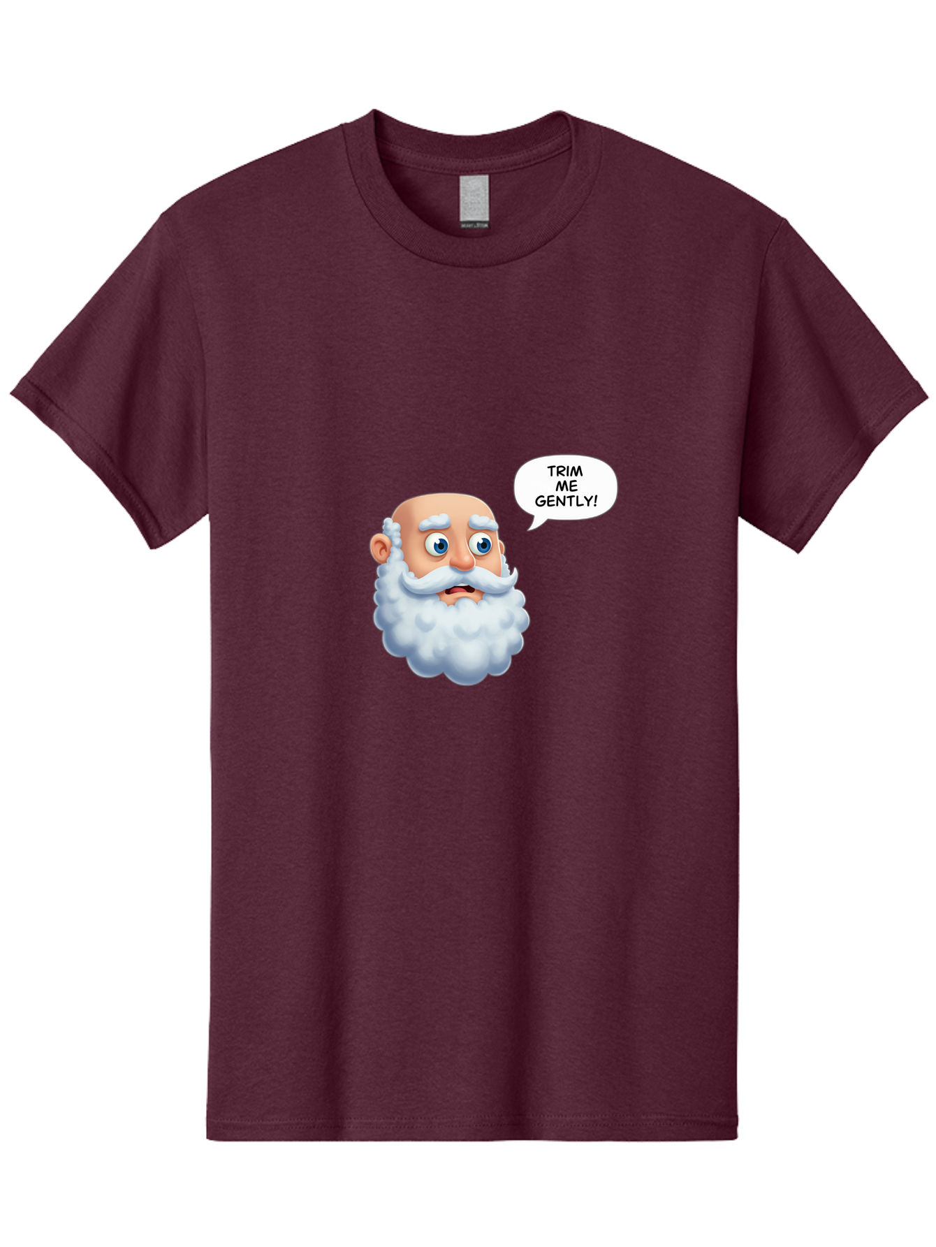 Trim-Me-Gently-4 Men'S Graphic Tee, 100% Cotton, Comfortable Casual Summer Wear, Machine Washable, Funny Cartoon Character, White Beard, Blue Eyes, Humorous Expression, Speech Bubble, Trim Me Gently, Comedic Style, Cartoon Humor, Bad865
