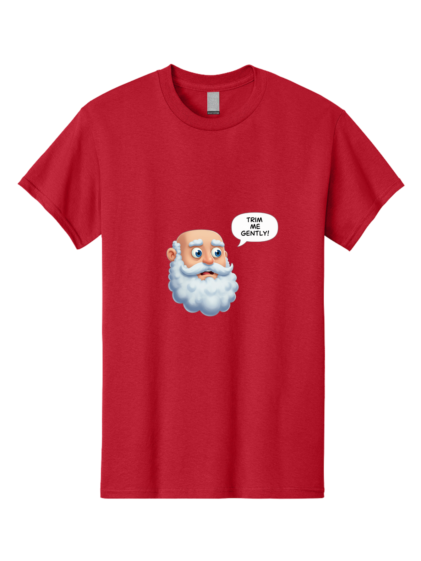 Trim-Me-Gently-4 Men'S Graphic Tee, 100% Cotton, Comfortable Casual Summer Wear, Machine Washable, Funny Cartoon Character, White Beard, Blue Eyes, Humorous Expression, Speech Bubble, Trim Me Gently, Comedic Style, Cartoon Humor, Bad865