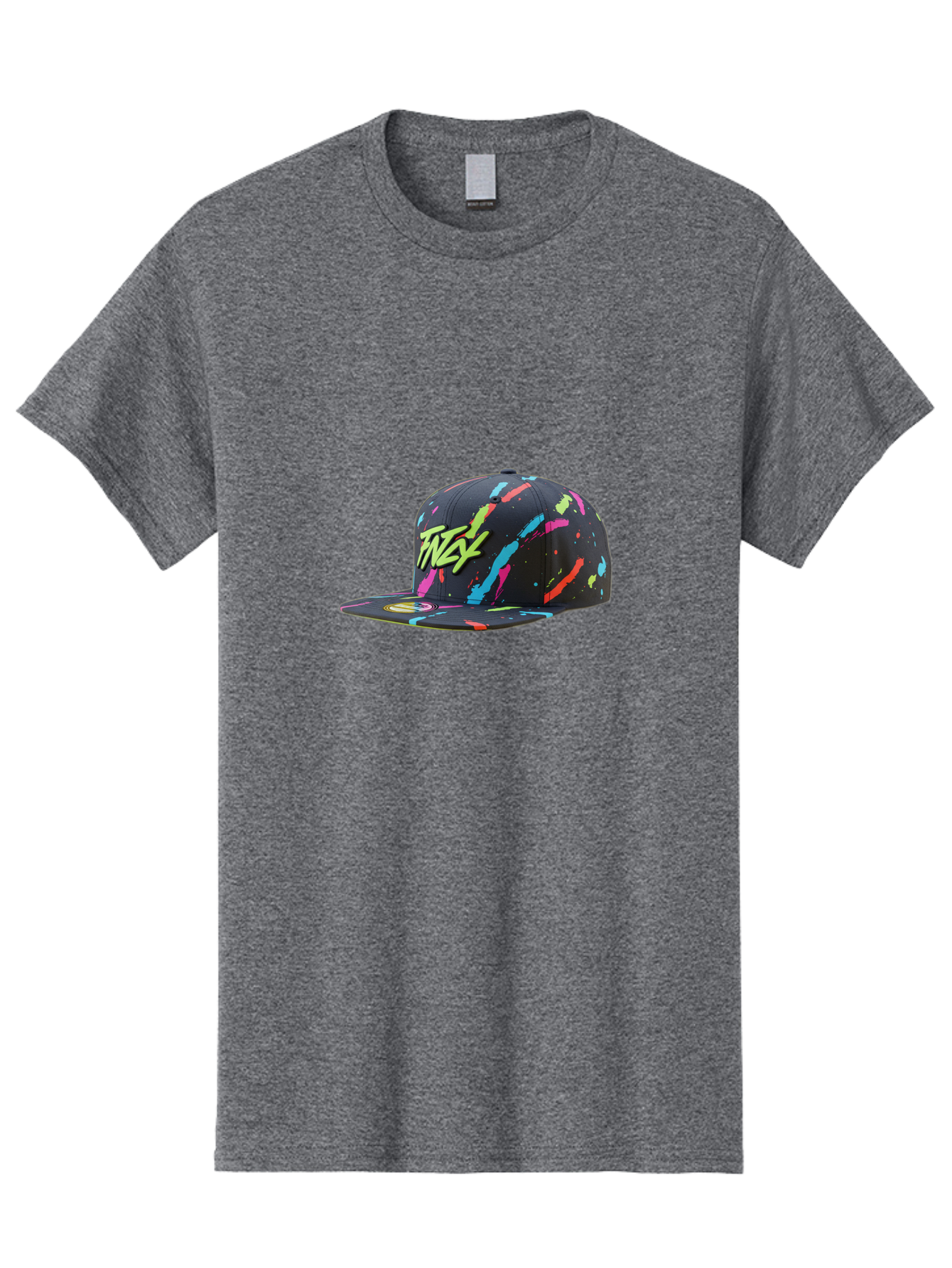 Twst-Baseball-Cap Men'S Graphic Tee, 100% Cotton, Comfortable Casual Summer Wear, Machine Washable, Graffiti Style Cap, Streetwear Fashion, Urban Clothing, Colorful Splatters, Trendy Accessories, Casual Wear, Flex Logo Bad870
