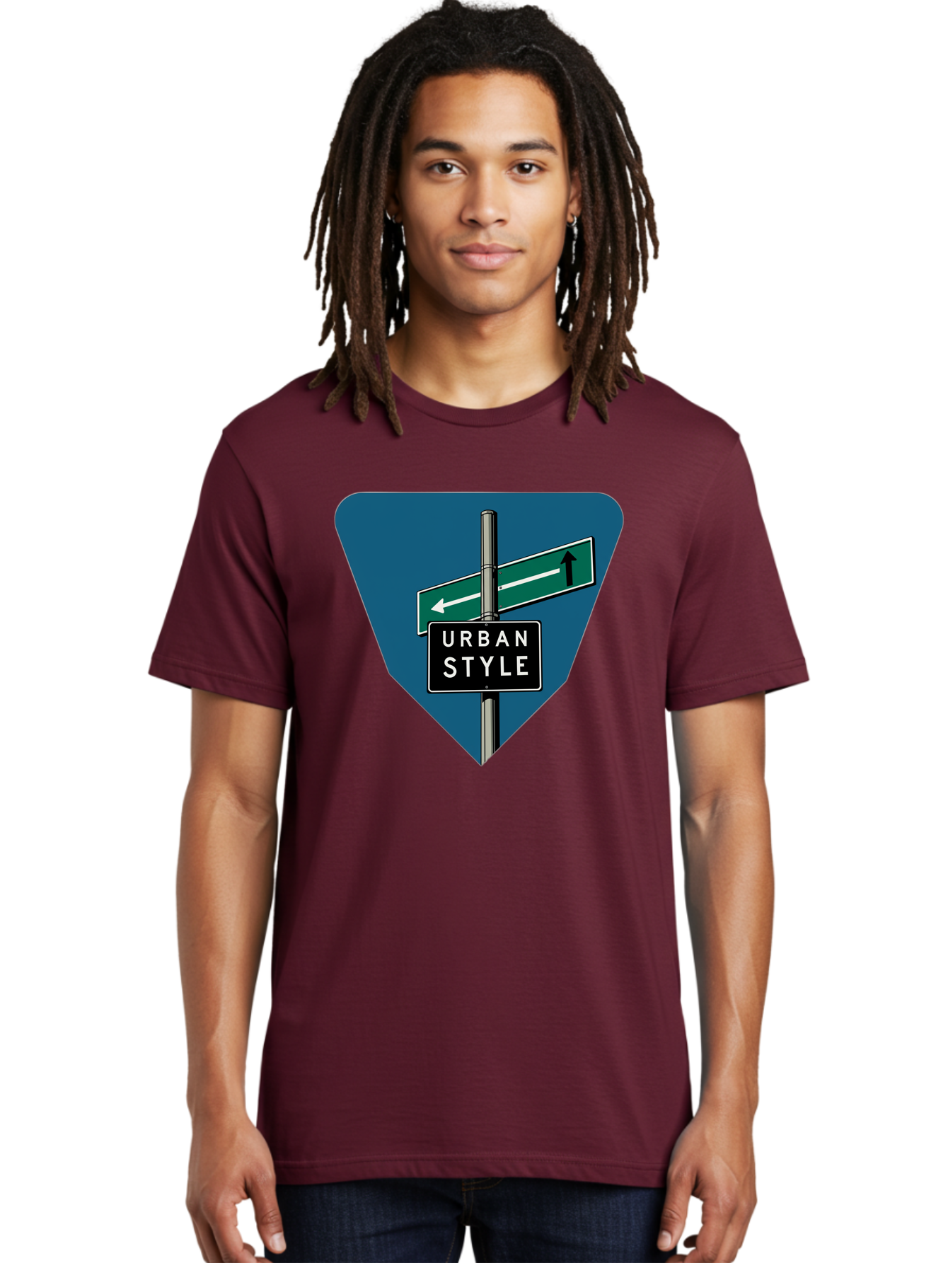 Urban-Style-2 Men'S Graphic Tee, 100% Cotton, Comfortable Casual Summer Wear, Machine Washable, Urban Style Signage, Directional Signs, City Navigation, Street Signs, Urban Direction, Urban Fashion Bad873