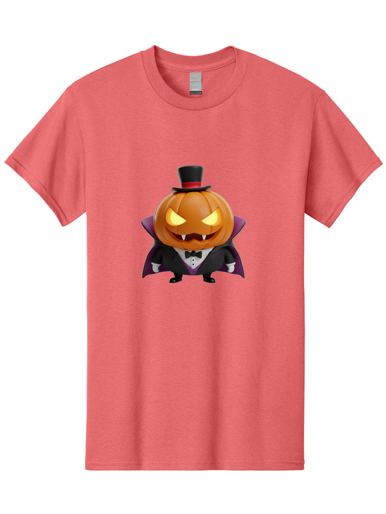 Vampire-Jack-O-Lantern Men'S Graphic Tee, 100% Cotton, Comfortable Casual Summer Wear, Machine Washable, Vampire Jack-O-Lantern, Halloween Character, Cartoon Pumpkin, Fangs, Top Hat, Tuxedo, Cape, Spooky, Halloween Decor, Autumnal Theme, Bad880