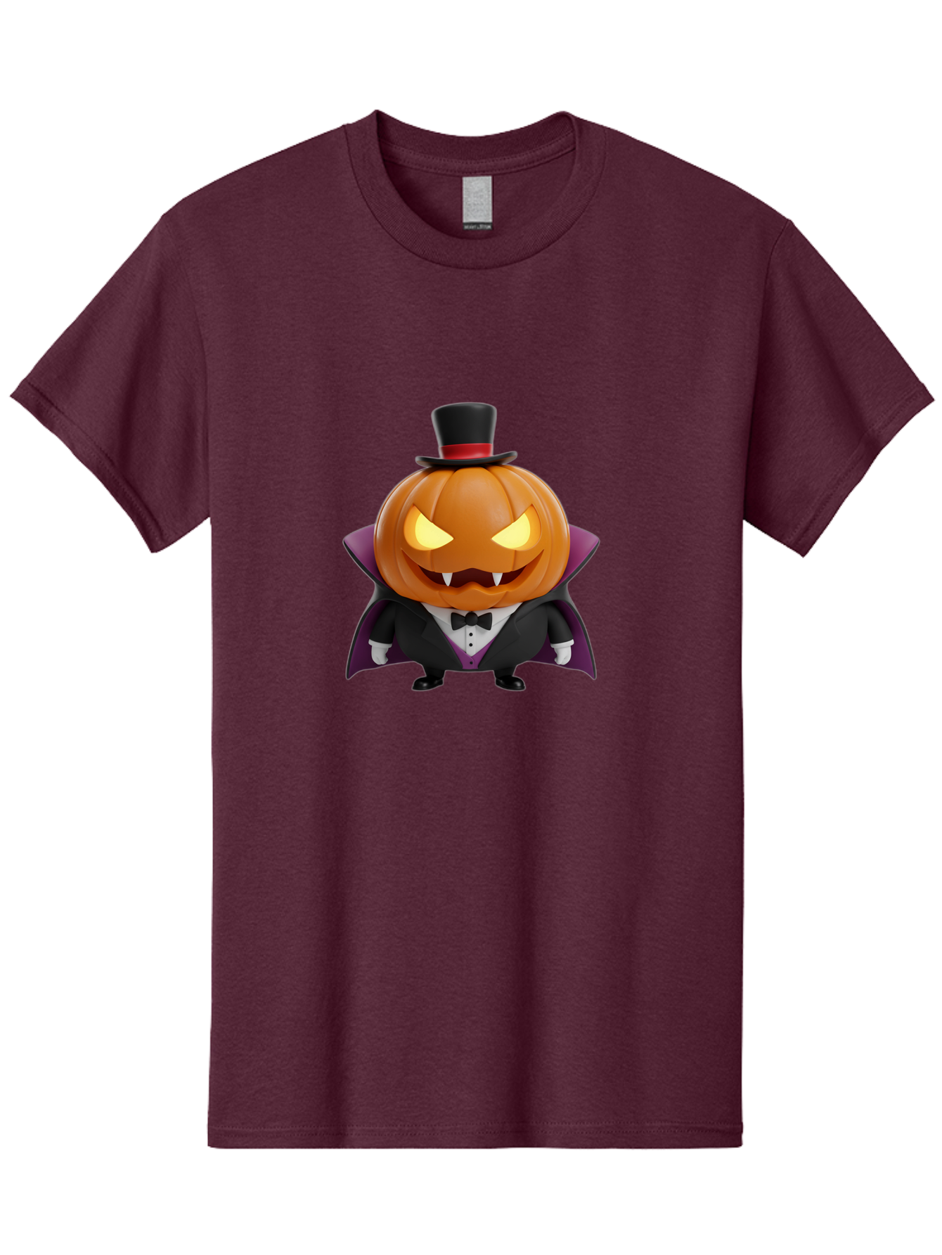 Vampire-Jack-O-Lantern Men'S Graphic Tee, 100% Cotton, Comfortable Casual Summer Wear, Machine Washable, Vampire Jack-O-Lantern, Halloween Character, Cartoon Pumpkin, Fangs, Top Hat, Tuxedo, Cape, Spooky, Halloween Decor, Autumnal Theme, Bad880