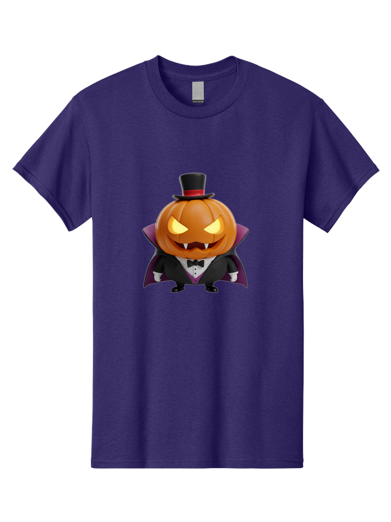 Vampire-Jack-O-Lantern Men'S Graphic Tee, 100% Cotton, Comfortable Casual Summer Wear, Machine Washable, Vampire Jack-O-Lantern, Halloween Character, Cartoon Pumpkin, Fangs, Top Hat, Tuxedo, Cape, Spooky, Halloween Decor, Autumnal Theme, Bad880