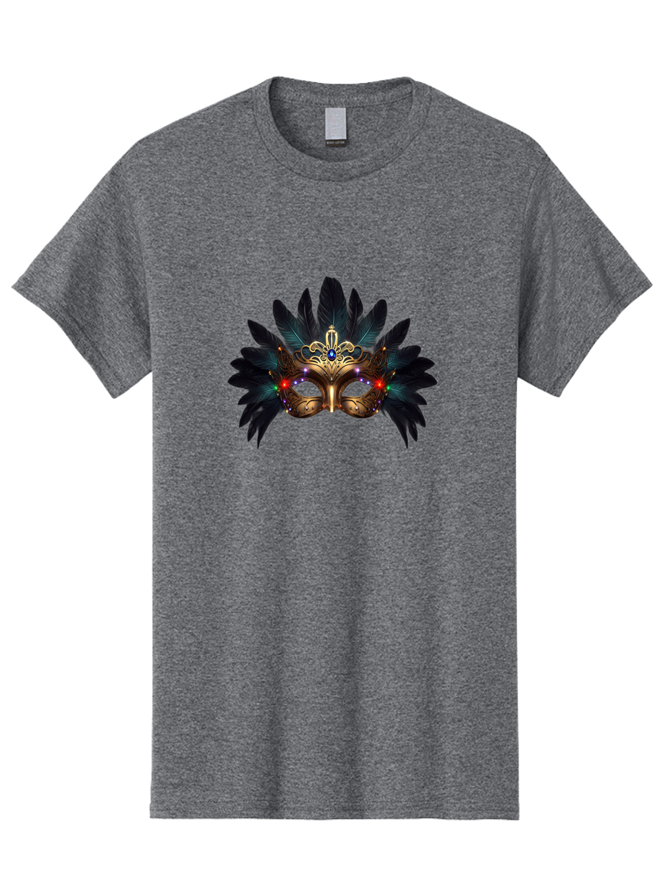 Venetian-Mask-2 Men'S Graphic Tee, 100% Cotton, Comfortable Casual Summer Wear, Machine Washable, Golden Mask, Venetian Mask, Carnival Attire, Masquerade Ball, Decorative Feathers, Gemstone Embellishments, Festive Accessories, Bad889