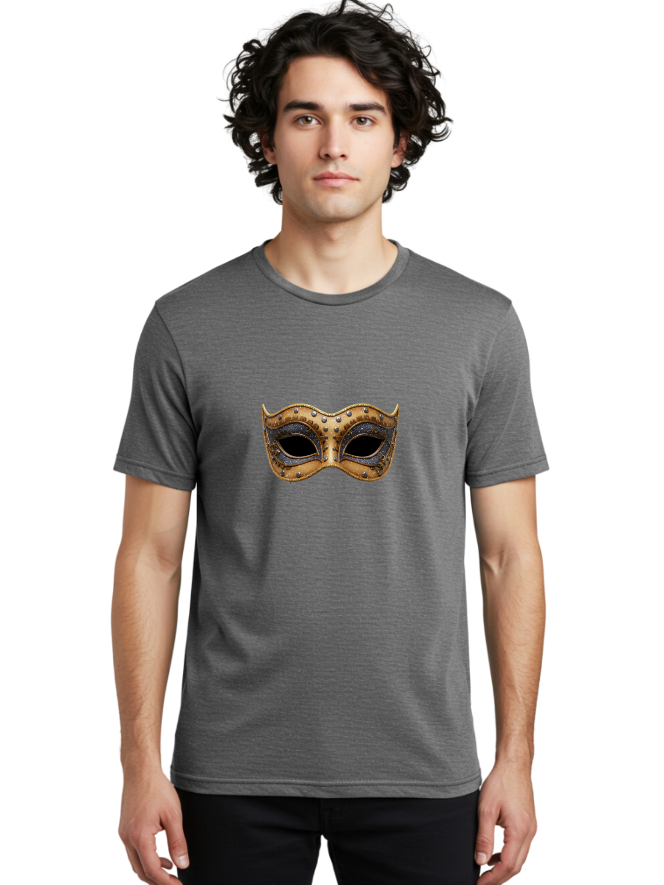 Venetian-Mask-5 Men'S Graphic Tee, 100% Cotton, Comfortable Casual Summer Wear, Machine Washable, Leather Mask, Decorative Mask, Masquerade Ball, Costume Accessory, Rhinestone Embellishments, Eye Cover, Fashion Statement, Luxury Design, Bad892
