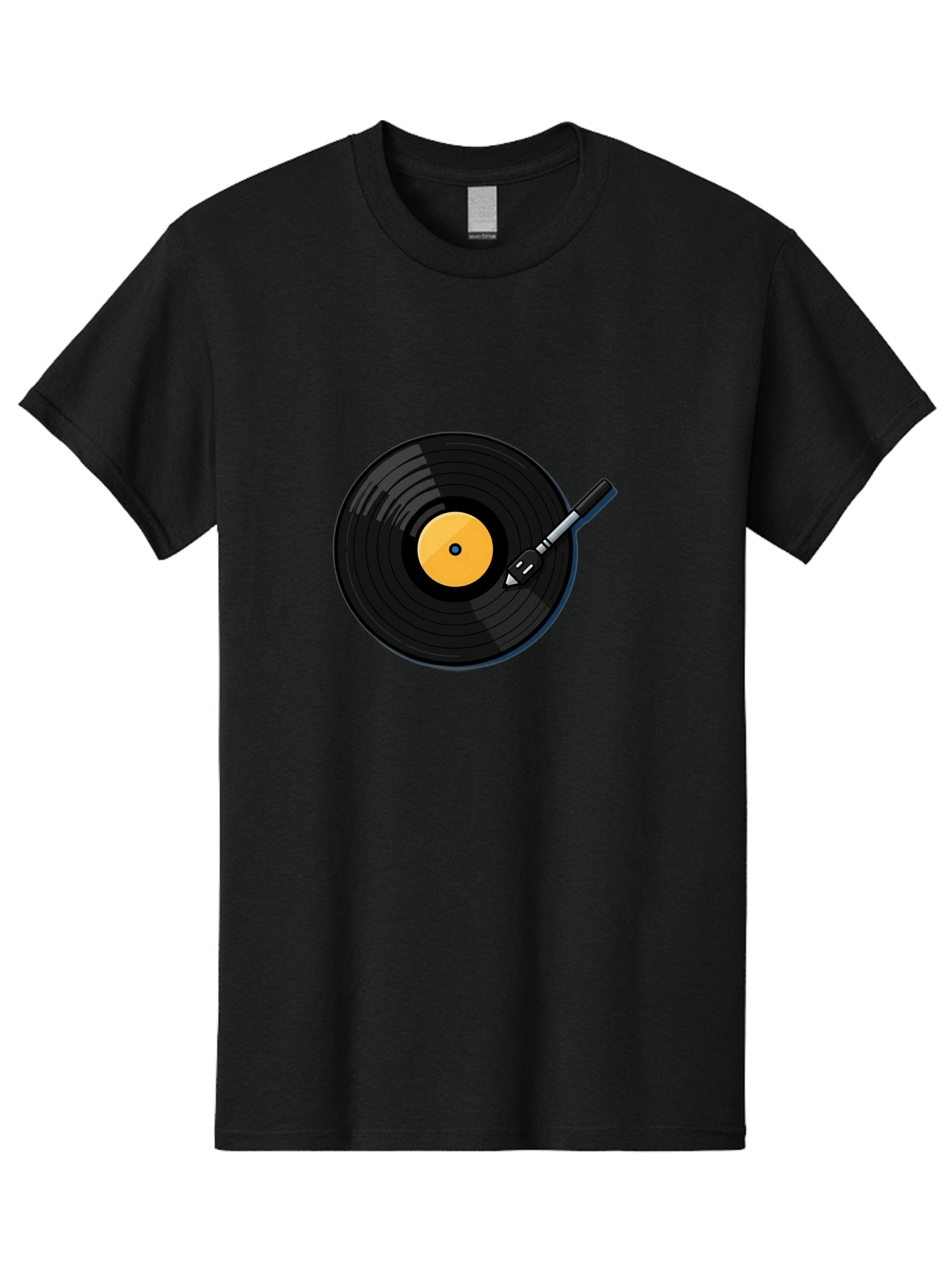 Vinyl-Record-2 Men'S Graphic Tee, 100% Cotton, Comfortable Casual Summer Wear, Machine Washable, Vinyl Record Player, Black Vinyl, Yellow Label, Spinning Records, Music Nostalgia, Retro Audio, Dj Equipment, Vinyl Culture Bad897