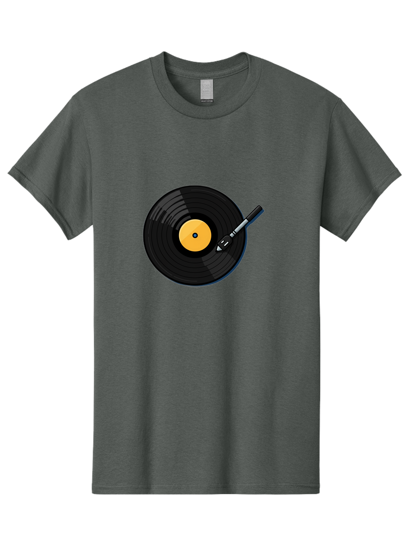 Vinyl-Record-2 Men'S Graphic Tee, 100% Cotton, Comfortable Casual Summer Wear, Machine Washable, Vinyl Record Player, Black Vinyl, Yellow Label, Spinning Records, Music Nostalgia, Retro Audio, Dj Equipment, Vinyl Culture Bad897