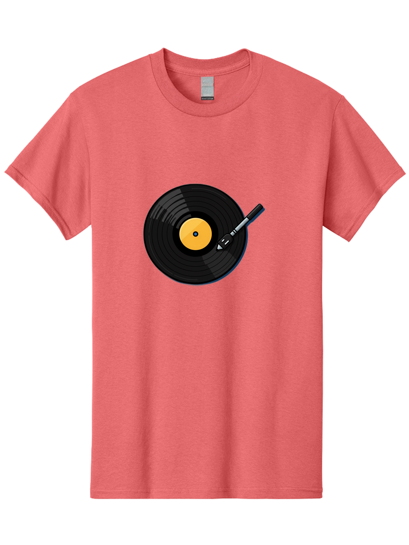 Vinyl-Record-2 Men'S Graphic Tee, 100% Cotton, Comfortable Casual Summer Wear, Machine Washable, Vinyl Record Player, Black Vinyl, Yellow Label, Spinning Records, Music Nostalgia, Retro Audio, Dj Equipment, Vinyl Culture Bad897