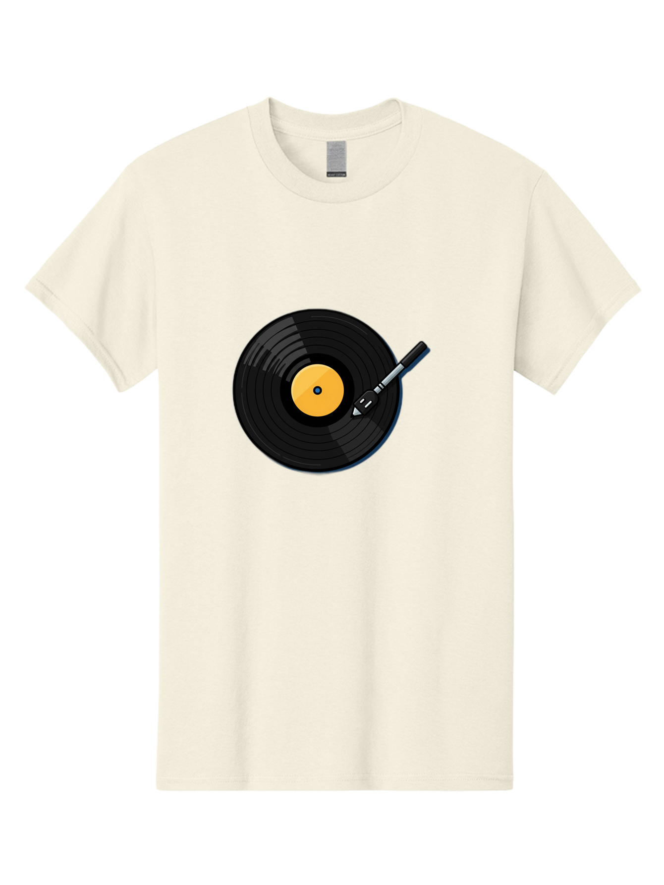 Vinyl-Record-2 Men'S Graphic Tee, 100% Cotton, Comfortable Casual Summer Wear, Machine Washable, Vinyl Record Player, Black Vinyl, Yellow Label, Spinning Records, Music Nostalgia, Retro Audio, Dj Equipment, Vinyl Culture Bad897