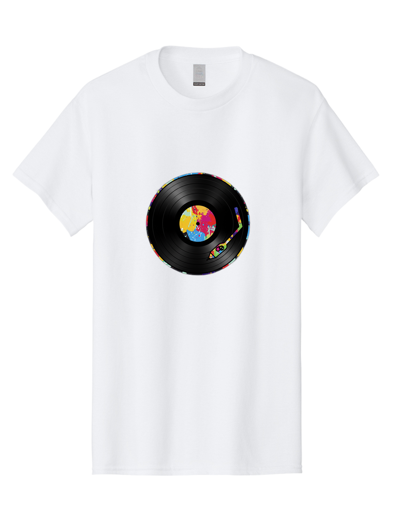 Vinyl-Record-3 Men'S Graphic Tee, 100% Cotton, Comfortable Casual Summer Wear, Machine Washable, Vinyl Record, Colorful Label, Music Art, Paint Splatter Design, Album Cover, Music Lover, Retro Vibe, Record Collector Bad898