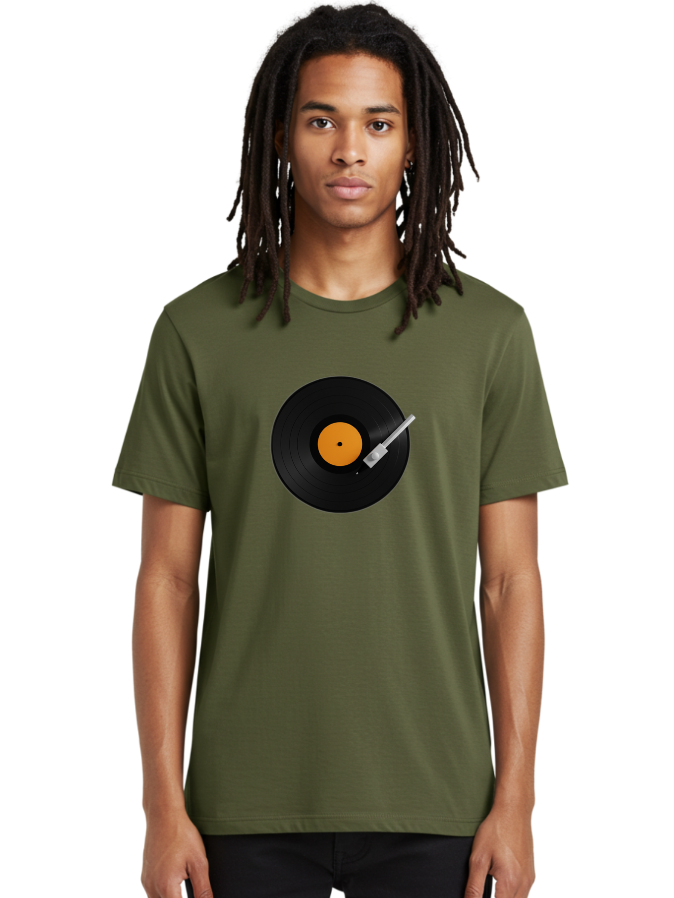 Vinyl-Record-Player-1 Men'S Graphic Tee, 100% Cotton, Comfortable Casual Summer Wear, Machine Washable, Vinyl Record, Record Player, Music, Black Vinyl, Orange Label, Dj Equipment, Music Technology, Retro Sound, Analog Music Bad899