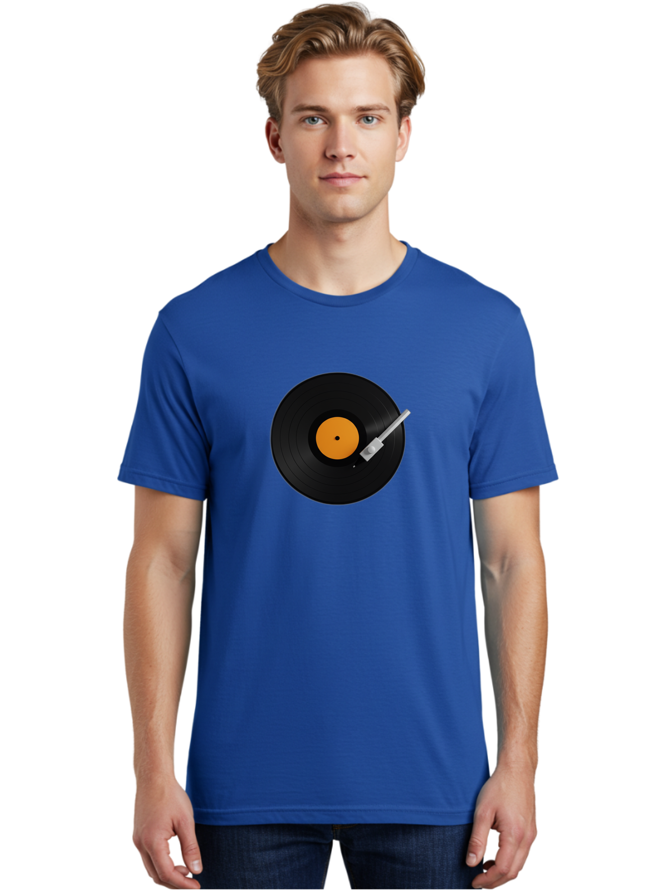 Vinyl-Record-Player-1 Men'S Graphic Tee, 100% Cotton, Comfortable Casual Summer Wear, Machine Washable, Vinyl Record, Record Player, Music, Black Vinyl, Orange Label, Dj Equipment, Music Technology, Retro Sound, Analog Music Bad899
