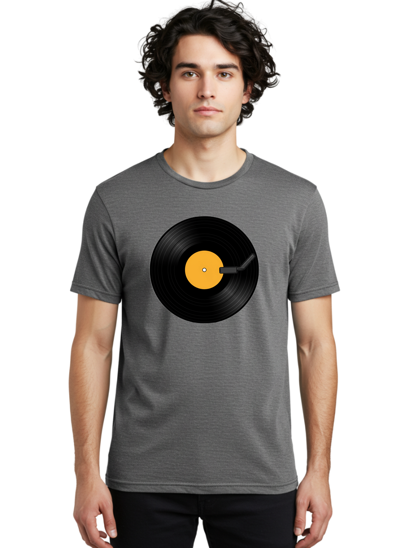 Vinyl-Record-Player-3 Men'S Graphic Tee, 100% Cotton, Comfortable Casual Summer Wear, Machine Washable, Vinyl Record, Record Player, Music Listening, Retro Audio, Classic Sound, Nostalgic Vibe, Music Culture Bad901
