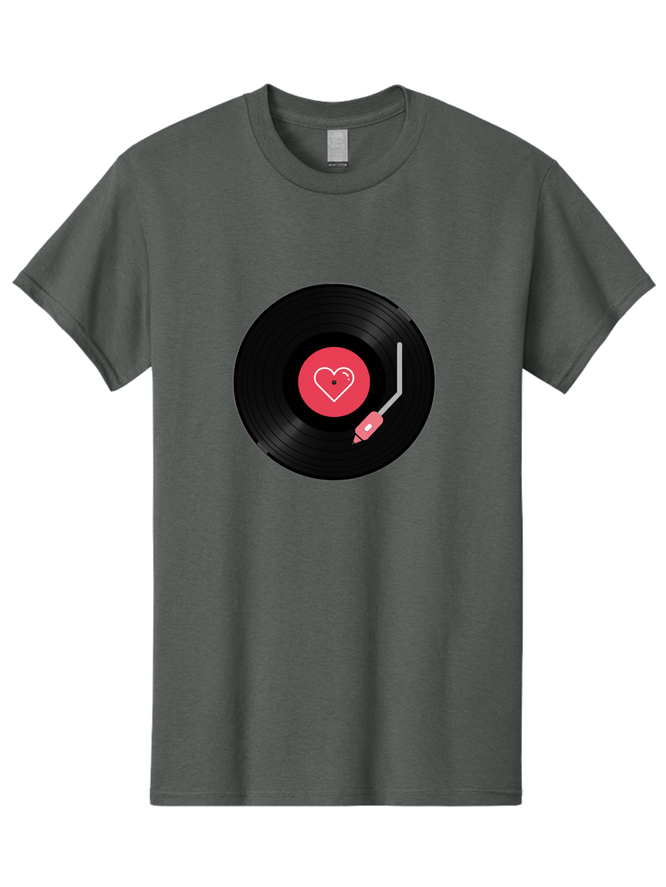 Vinyl-Record-With-Heart Men'S Graphic Tee, 100% Cotton, Comfortable Casual Summer Wear, Machine Washable, Vinyl Record, Heart Icon, Music Love, Record Player, Nostalgic Feel, Music Nostalgia, Retro Vibe, Heart Symbol, Love Music Bad904