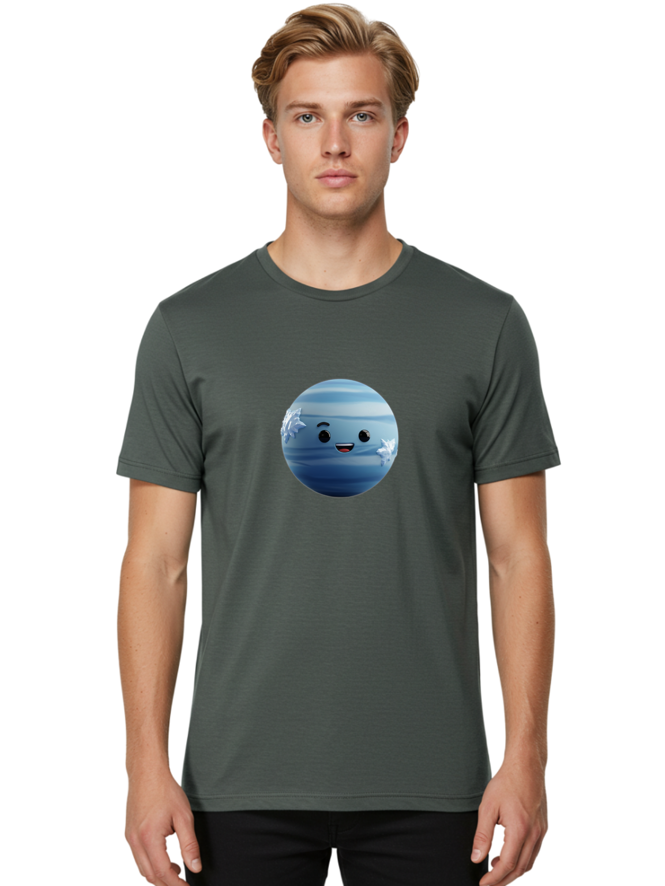 Water-Emoji Men'S Graphic Tee, 100% Cotton, Comfortable Casual Summer Wear, Machine Washable, Blue Water Droplet, Smiling Face, Cartoon Character, Cute Emoji, Playful Design, Fun Illustration, Smiling Water, Water Symbol Bad909