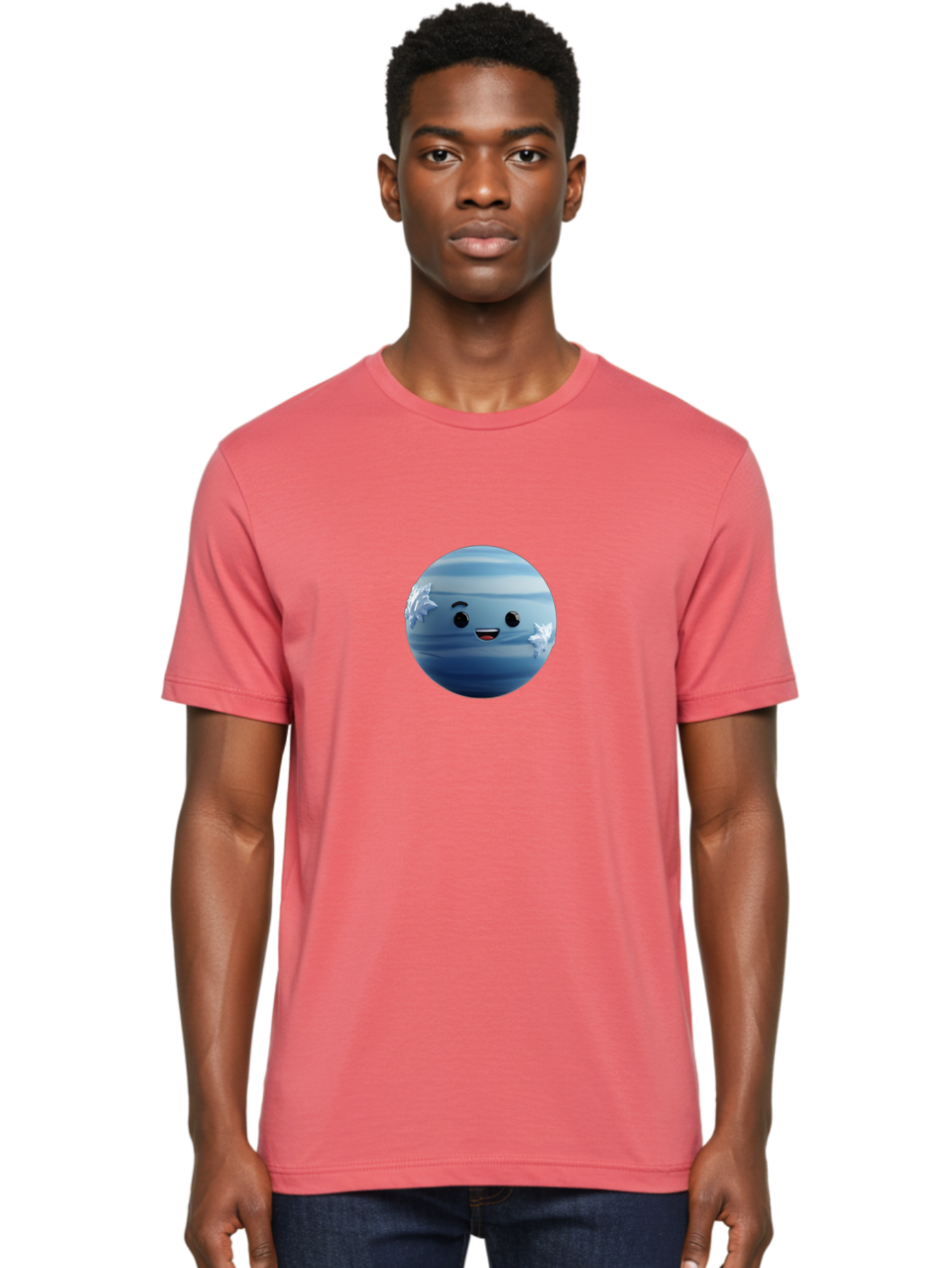 Water-Emoji Men'S Graphic Tee, 100% Cotton, Comfortable Casual Summer Wear, Machine Washable, Blue Water Droplet, Smiling Face, Cartoon Character, Cute Emoji, Playful Design, Fun Illustration, Smiling Water, Water Symbol Bad909