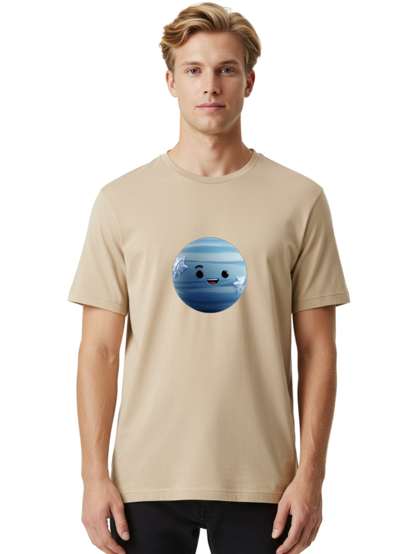Water-Emoji Men'S Graphic Tee, 100% Cotton, Comfortable Casual Summer Wear, Machine Washable, Blue Water Droplet, Smiling Face, Cartoon Character, Cute Emoji, Playful Design, Fun Illustration, Smiling Water, Water Symbol Bad909