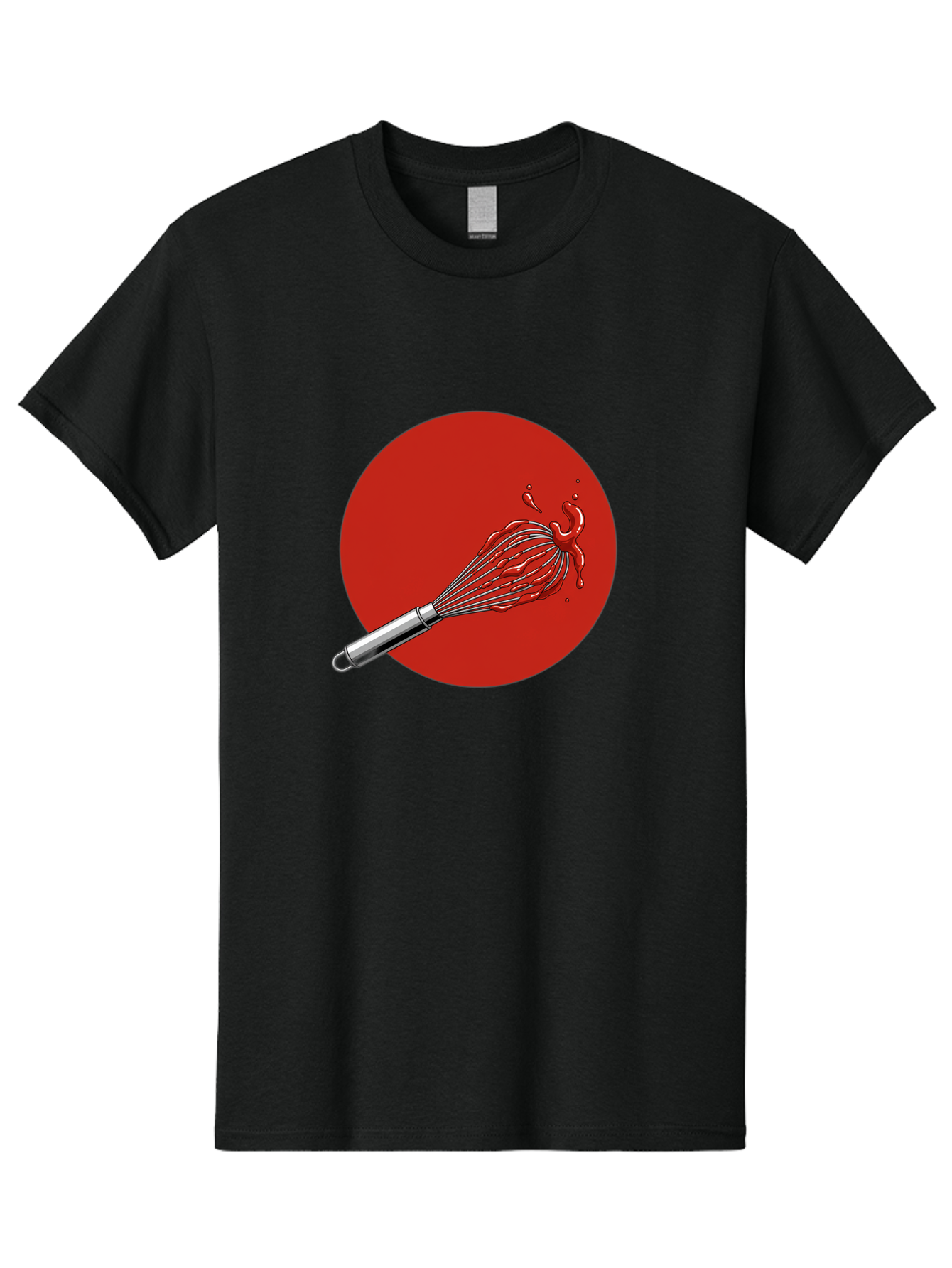 Whisk Men'S Graphic Tee, 100% Cotton, Comfortable Casual Summer Wear, Machine Washable, Kitchen Utensil, Silver Whisk, Cooking Tool, Red Sauce Splatter, Splattered Liquid, Messy Kitchen, Culinary Art Bad913