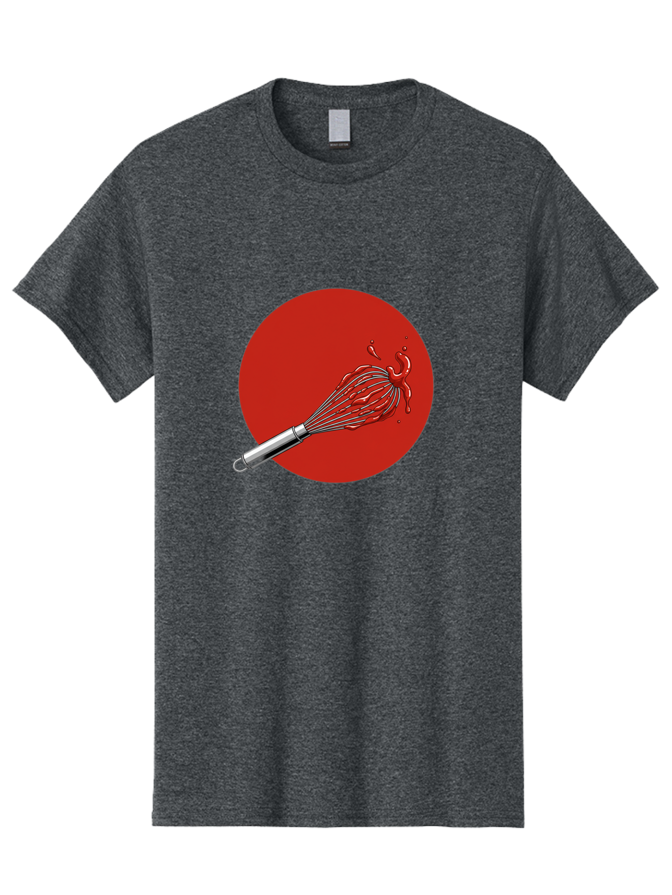 Whisk Men'S Graphic Tee, 100% Cotton, Comfortable Casual Summer Wear, Machine Washable, Kitchen Utensil, Silver Whisk, Cooking Tool, Red Sauce Splatter, Splattered Liquid, Messy Kitchen, Culinary Art Bad913