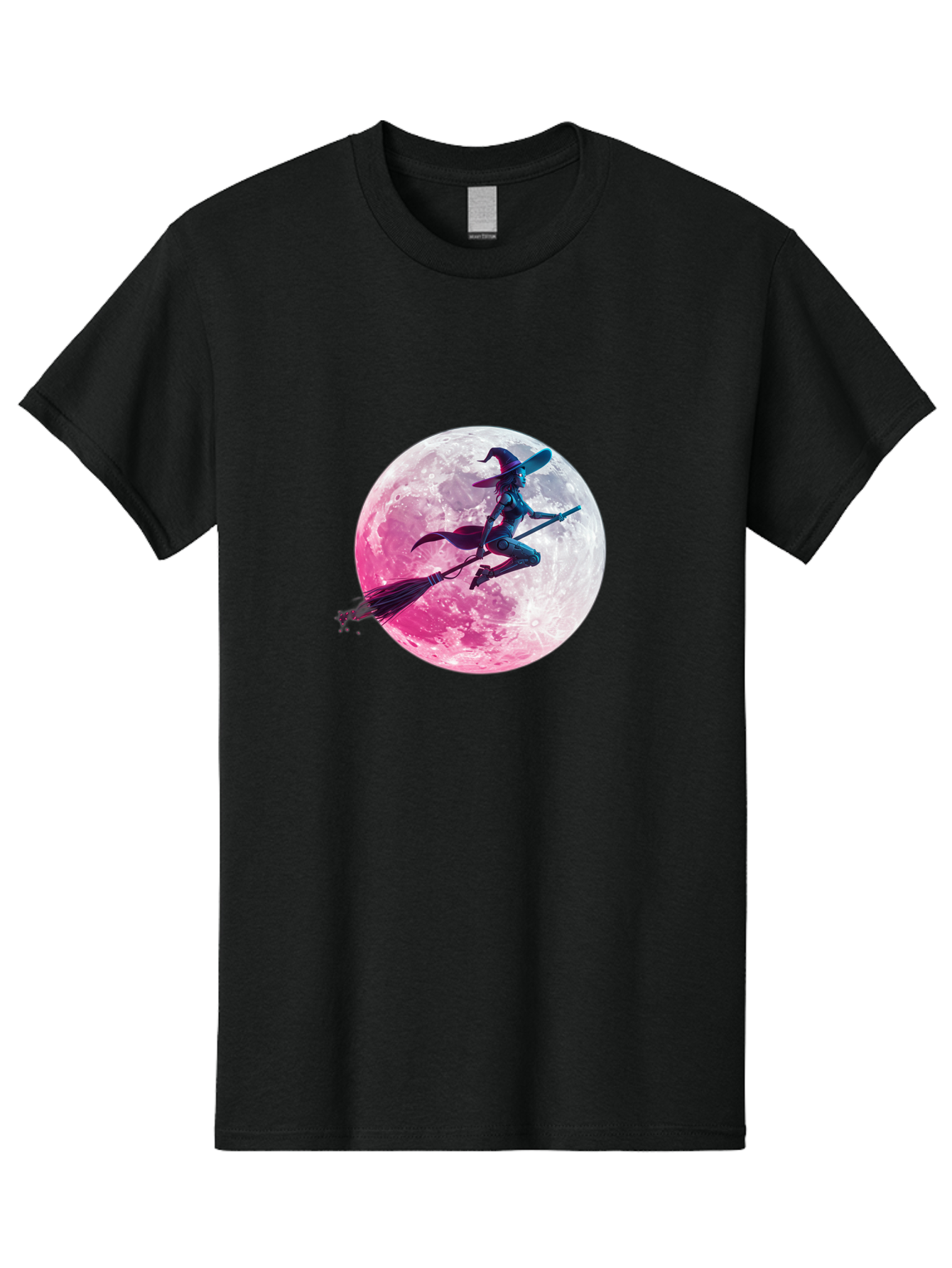 Witch-Flying-On-Broomstick-1 Men'S Graphic Tee, 100% Cotton, Comfortable Casual Summer Wear, Machine Washable, Witch Flying On Broomstick, Full Moon, Mystical Powers, Magical Night, Fantasy Scene, Supernatural Being, Occult Practices, Bad920