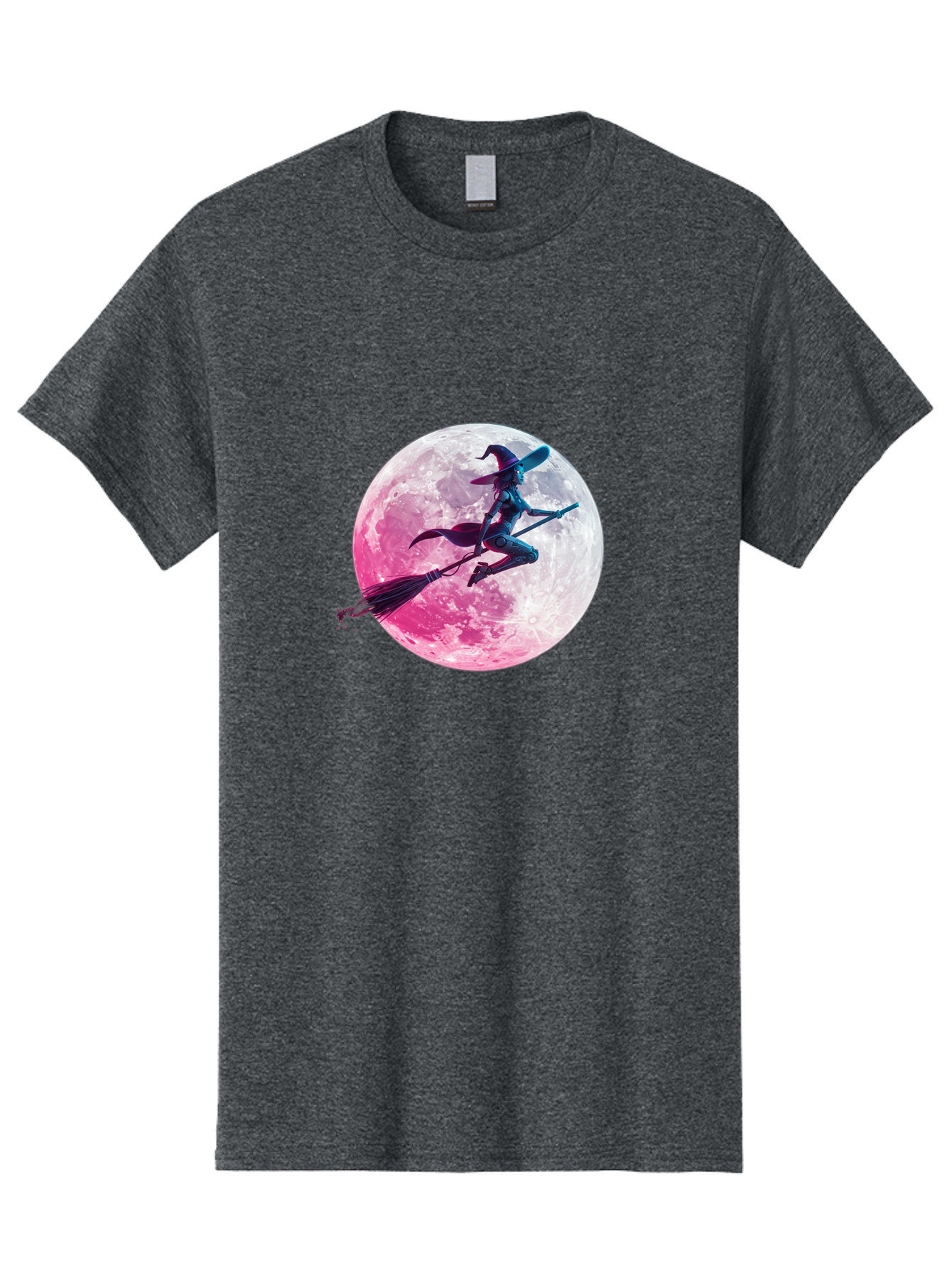 Witch-Flying-On-Broomstick-1 Men'S Graphic Tee, 100% Cotton, Comfortable Casual Summer Wear, Machine Washable, Witch Flying On Broomstick, Full Moon, Mystical Powers, Magical Night, Fantasy Scene, Supernatural Being, Occult Practices, Bad920