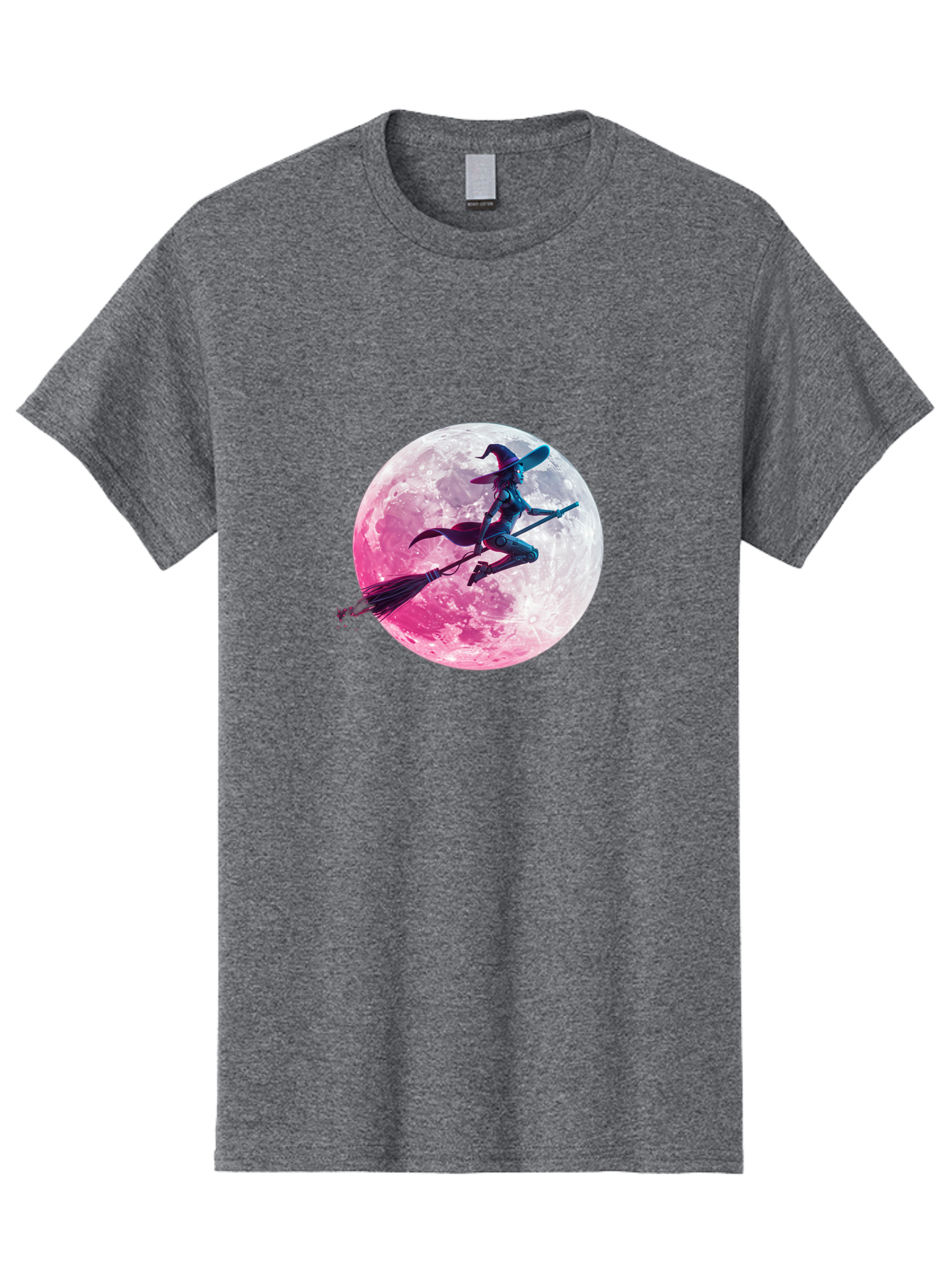 Witch-Flying-On-Broomstick-1 Men'S Graphic Tee, 100% Cotton, Comfortable Casual Summer Wear, Machine Washable, Witch Flying On Broomstick, Full Moon, Mystical Powers, Magical Night, Fantasy Scene, Supernatural Being, Occult Practices, Bad920