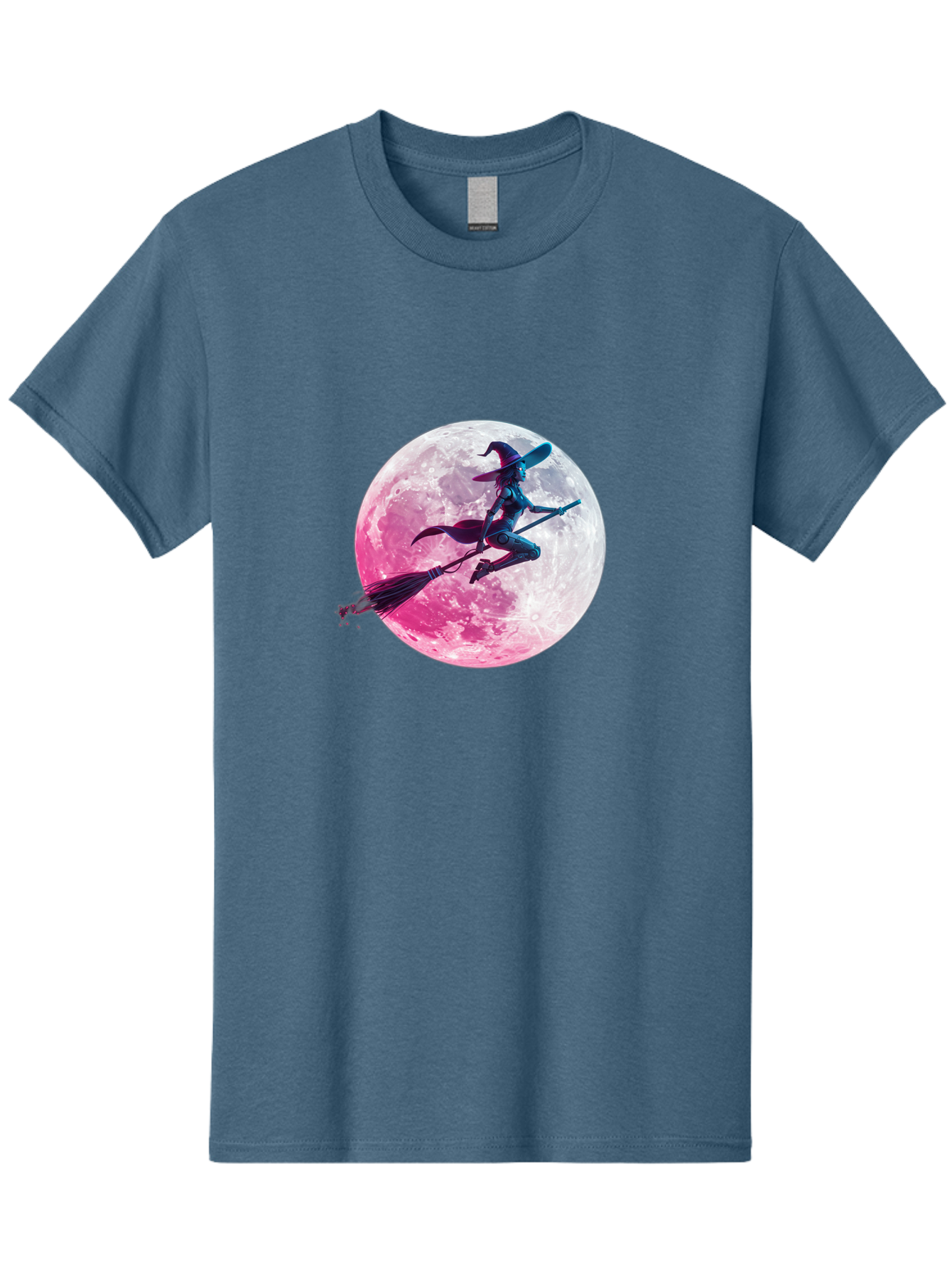 Witch-Flying-On-Broomstick-1 Men'S Graphic Tee, 100% Cotton, Comfortable Casual Summer Wear, Machine Washable, Witch Flying On Broomstick, Full Moon, Mystical Powers, Magical Night, Fantasy Scene, Supernatural Being, Occult Practices, Bad920