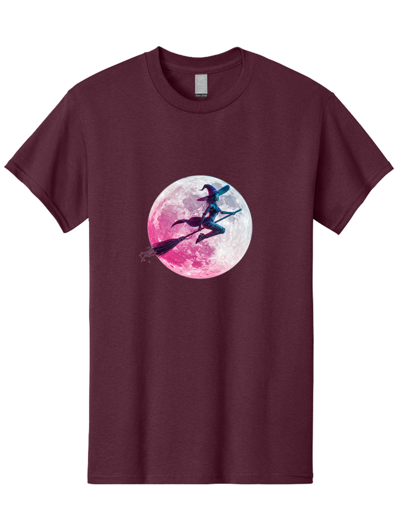 Witch-Flying-On-Broomstick-1 Men'S Graphic Tee, 100% Cotton, Comfortable Casual Summer Wear, Machine Washable, Witch Flying On Broomstick, Full Moon, Mystical Powers, Magical Night, Fantasy Scene, Supernatural Being, Occult Practices, Bad920