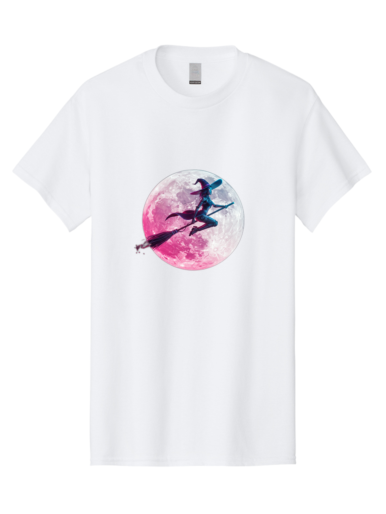 Witch-Flying-On-Broomstick-1 Men'S Graphic Tee, 100% Cotton, Comfortable Casual Summer Wear, Machine Washable, Witch Flying On Broomstick, Full Moon, Mystical Powers, Magical Night, Fantasy Scene, Supernatural Being, Occult Practices, Bad920