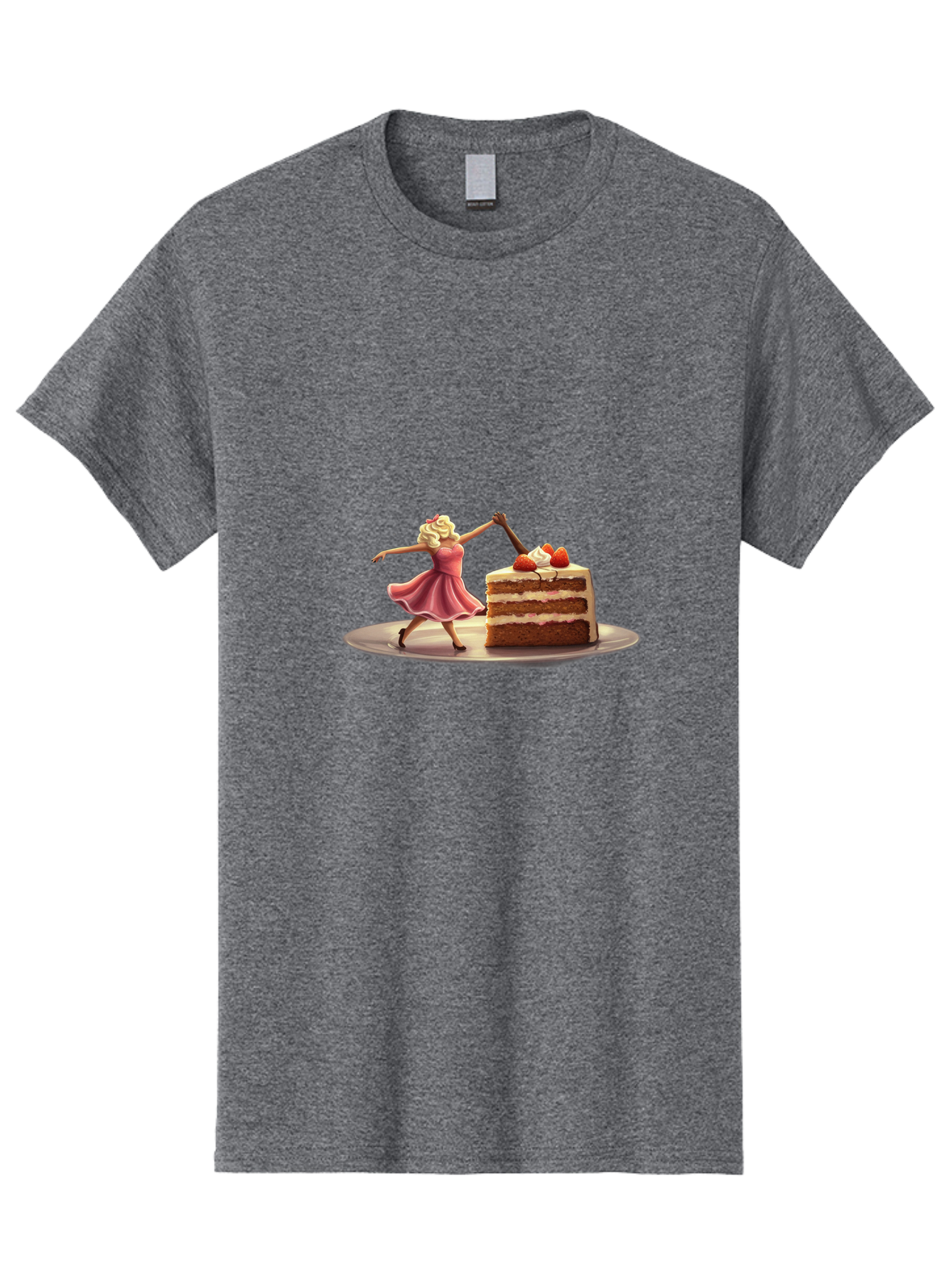 Woman-And-Cake Men'S Graphic Tee, 100% Cotton, Comfortable Casual Summer Wear, Machine Washable, Woman Cutting Cake, Marilyn Monroe Lookalike, Pink Dress, Blonde Hair, Cake With Strawberries, Sweet Treats, Dessert, Celebration Bad927