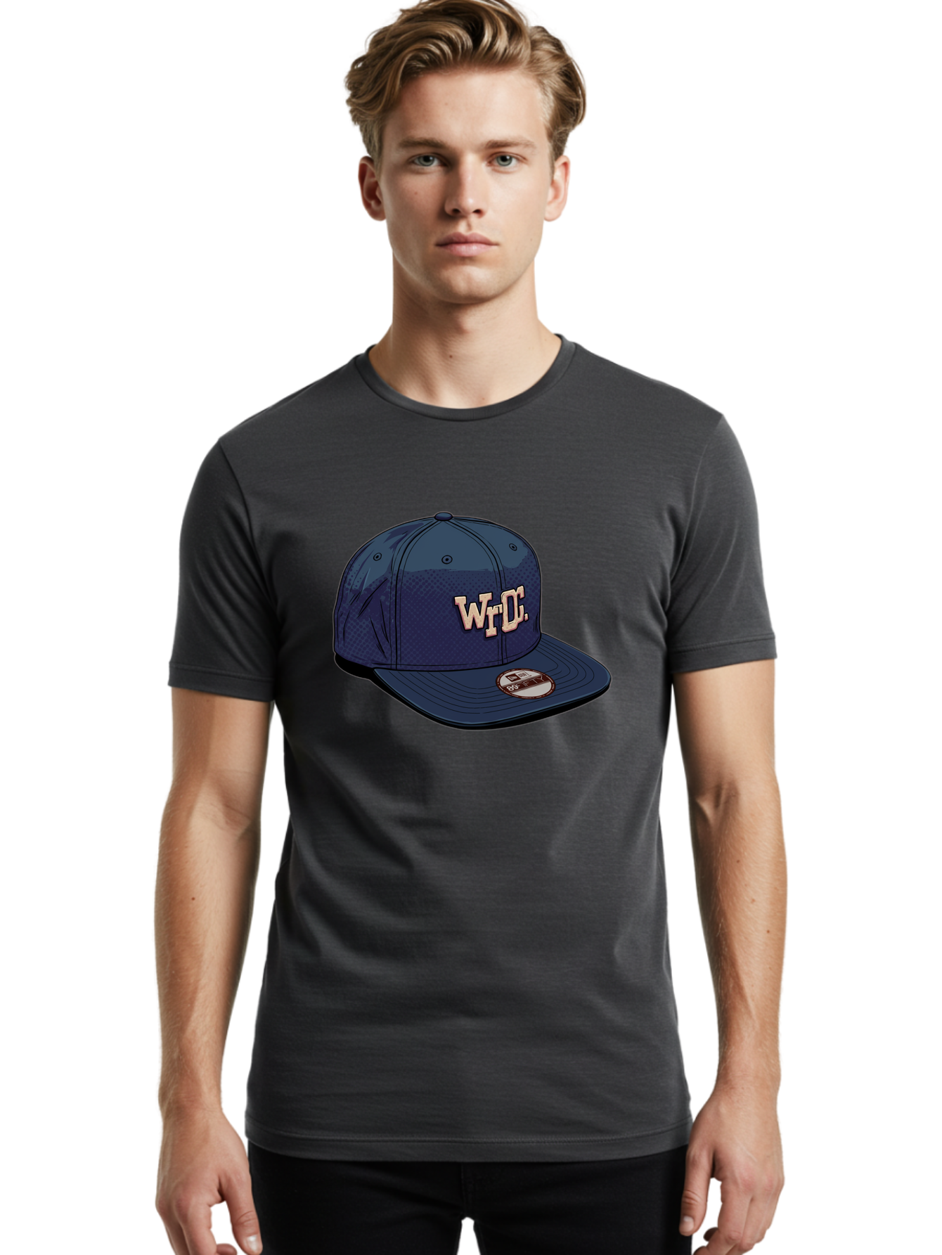 Wrdc-Baseball-Cap Men'S Graphic Tee, 100% Cotton, Comfortable Casual Summer Wear, Machine Washable, Navy Blue Baseball Cap, Trendy Hat, Streetwear Fashion, Wrdc Logo, New Era 59Fifty, Sports Apparel, Logo Design, Fashion Accessory Bad934