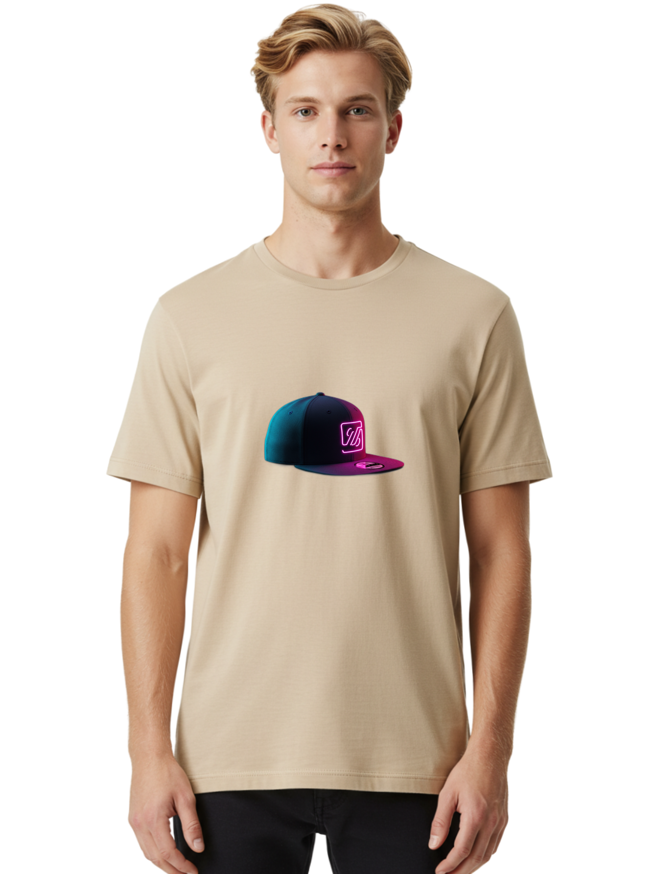 Yd-Logo-Cap Men'S Graphic Tee, 100% Cotton, Comfortable Casual Summer Wear, Machine Washable, Black Baseball Cap, Snapback Hat, Neon Pink Logo, Zild Branding, Streetwear Fashion, Trendy Accessories, Bold Design, Modern Style, Edgy Look Bad936