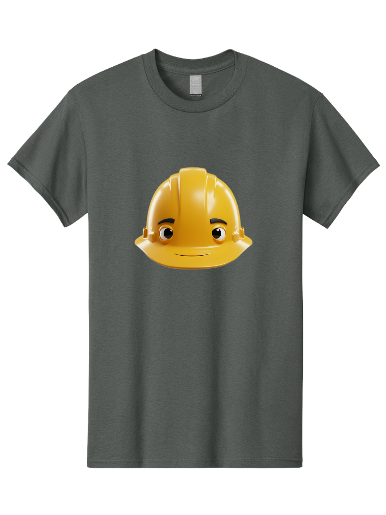 Yellow-Hard-Hat-Emoji Men'S Graphic Tee, 100% Cotton, Comfortable Casual Summer Wear, Machine Washable, Yellow Hard Hat, Cartoon Face, Construction Worker, Safety Helmet, Smiling Character, Yellow Emoji, Workplace Safety, Character Design Bad942