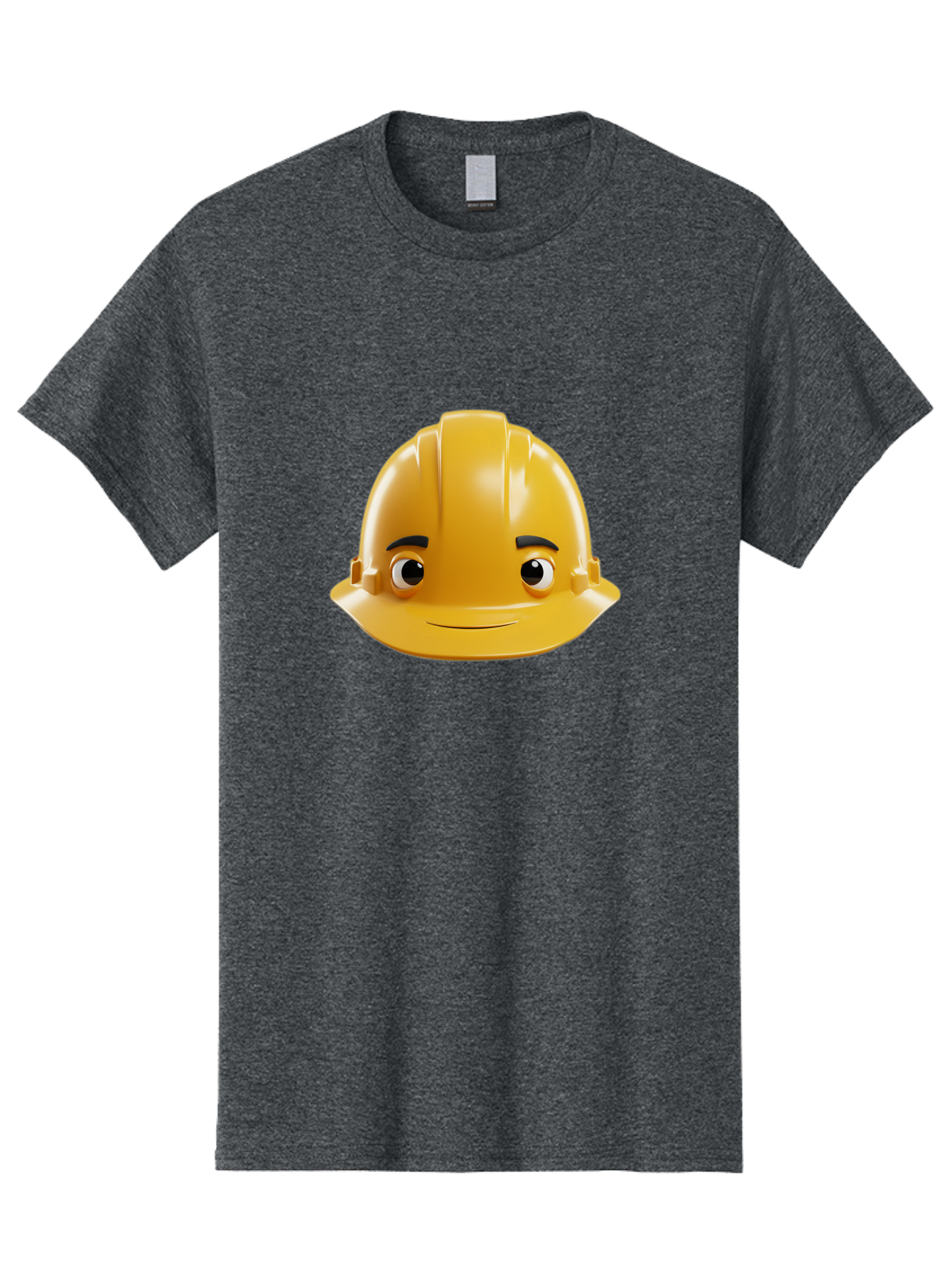 Yellow-Hard-Hat-Emoji Men'S Graphic Tee, 100% Cotton, Comfortable Casual Summer Wear, Machine Washable, Yellow Hard Hat, Cartoon Face, Construction Worker, Safety Helmet, Smiling Character, Yellow Emoji, Workplace Safety, Character Design Bad942