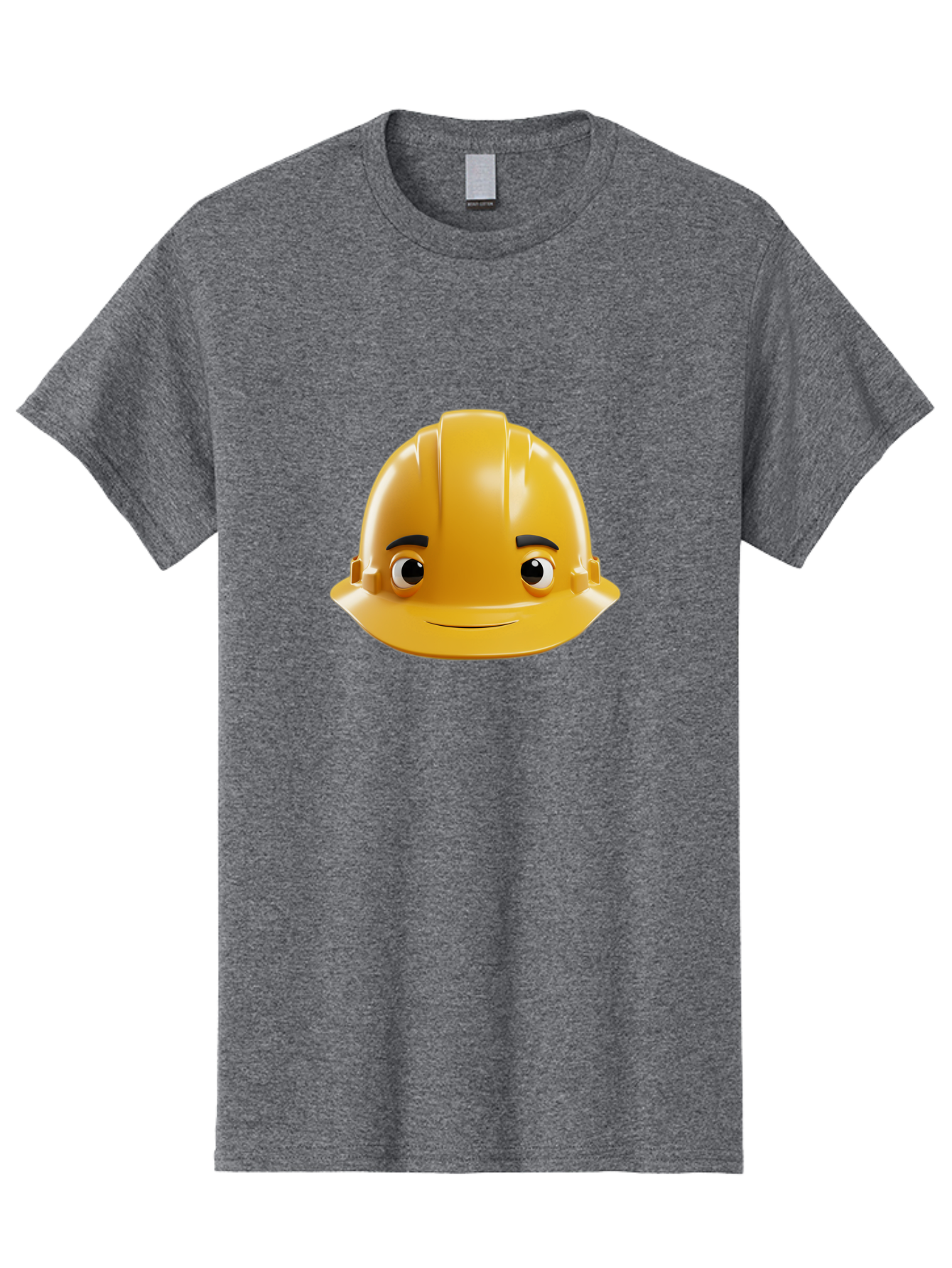 Yellow-Hard-Hat-Emoji Men'S Graphic Tee, 100% Cotton, Comfortable Casual Summer Wear, Machine Washable, Yellow Hard Hat, Cartoon Face, Construction Worker, Safety Helmet, Smiling Character, Yellow Emoji, Workplace Safety, Character Design Bad942