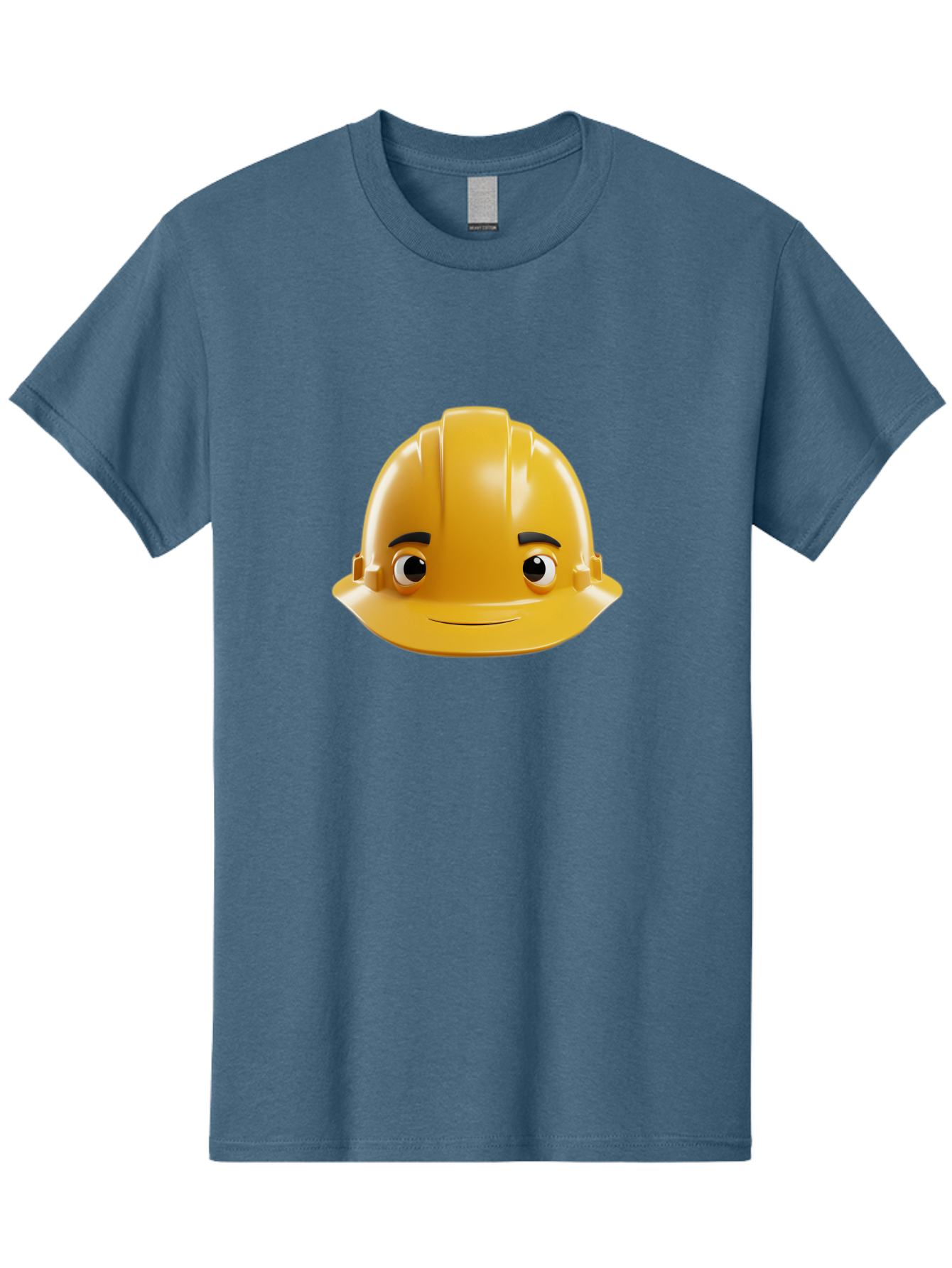 Yellow-Hard-Hat-Emoji Men'S Graphic Tee, 100% Cotton, Comfortable Casual Summer Wear, Machine Washable, Yellow Hard Hat, Cartoon Face, Construction Worker, Safety Helmet, Smiling Character, Yellow Emoji, Workplace Safety, Character Design Bad942