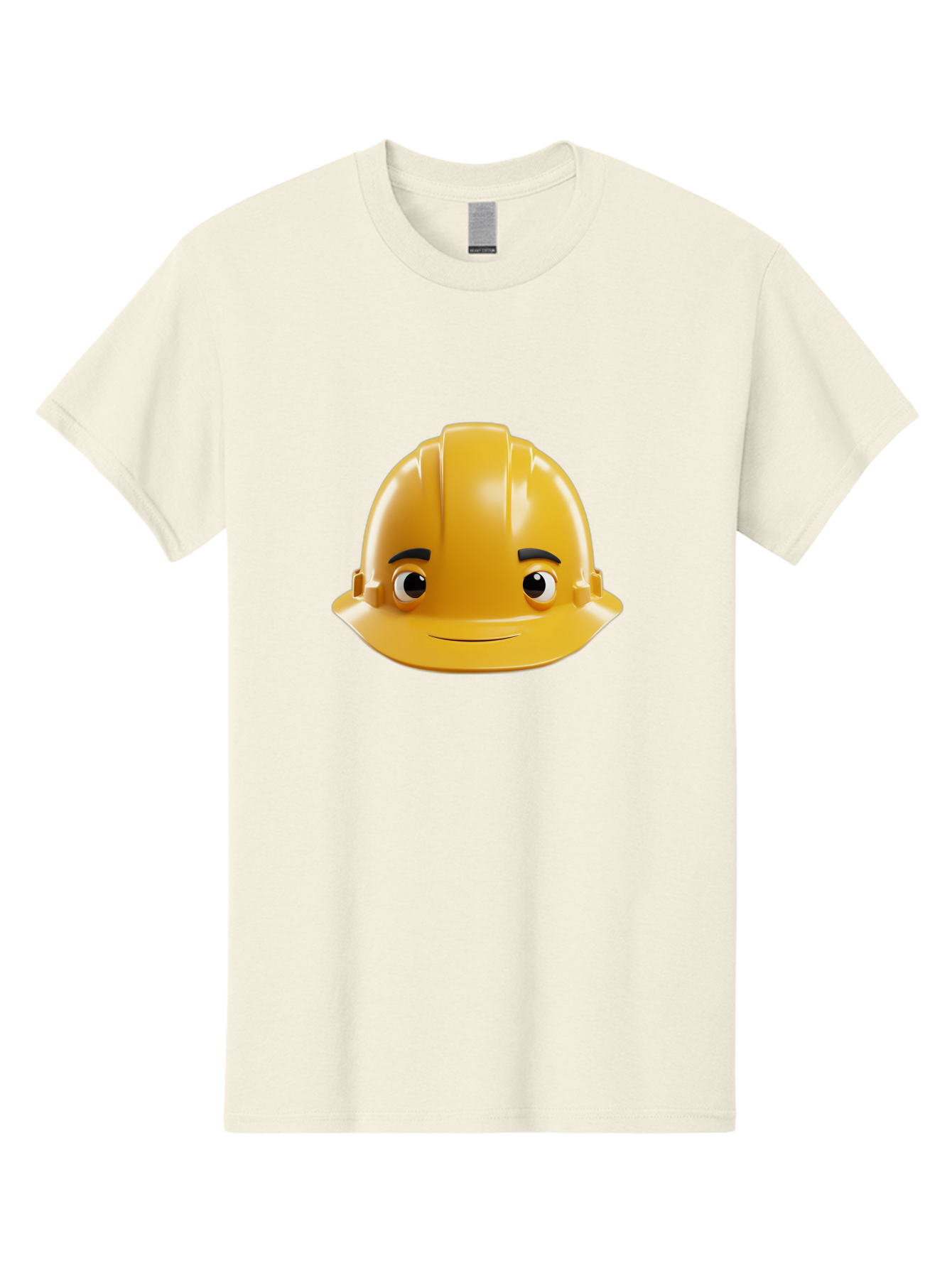 Yellow-Hard-Hat-Emoji Men'S Graphic Tee, 100% Cotton, Comfortable Casual Summer Wear, Machine Washable, Yellow Hard Hat, Cartoon Face, Construction Worker, Safety Helmet, Smiling Character, Yellow Emoji, Workplace Safety, Character Design Bad942
