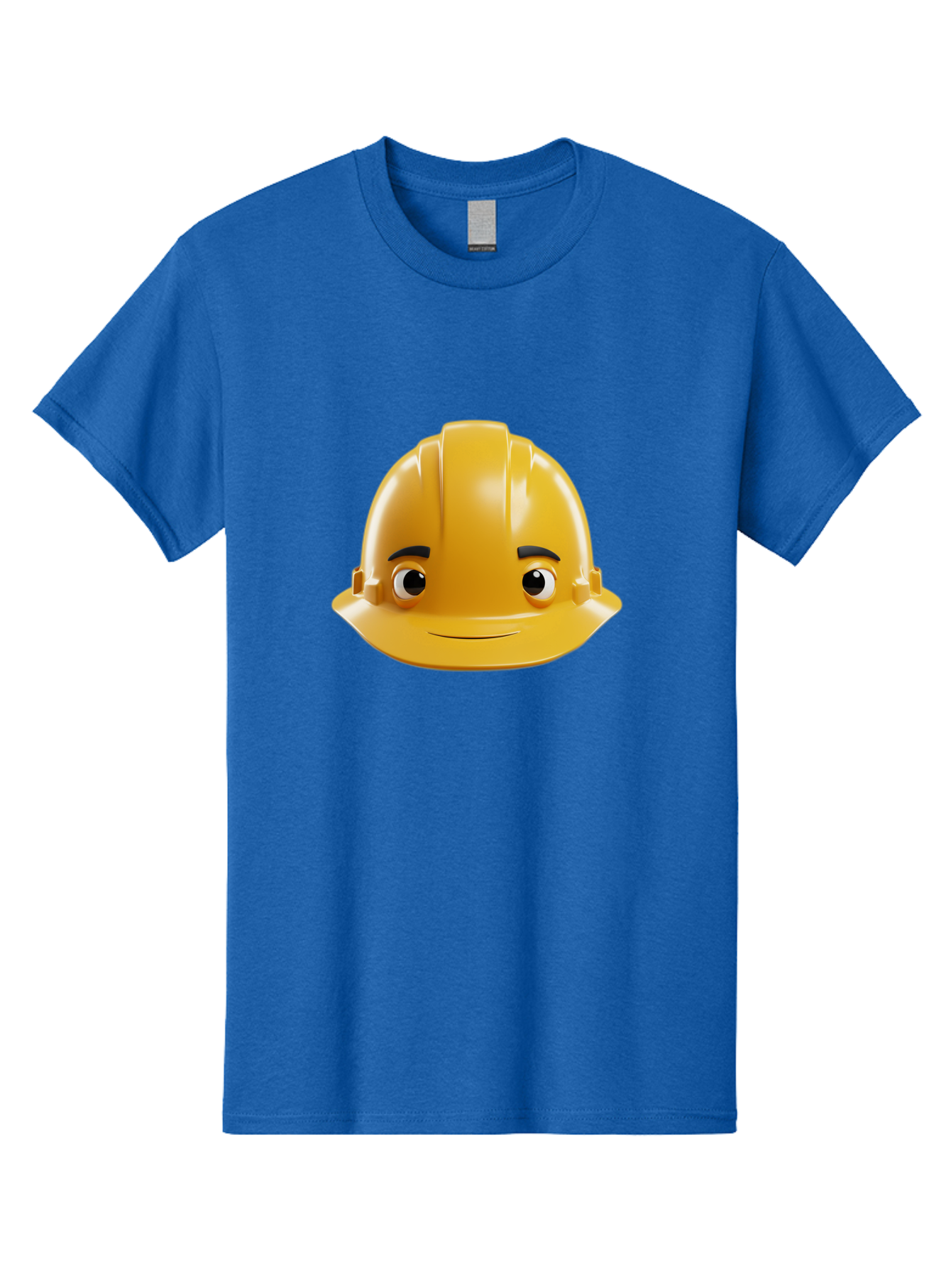 Yellow-Hard-Hat-Emoji Men'S Graphic Tee, 100% Cotton, Comfortable Casual Summer Wear, Machine Washable, Yellow Hard Hat, Cartoon Face, Construction Worker, Safety Helmet, Smiling Character, Yellow Emoji, Workplace Safety, Character Design Bad942