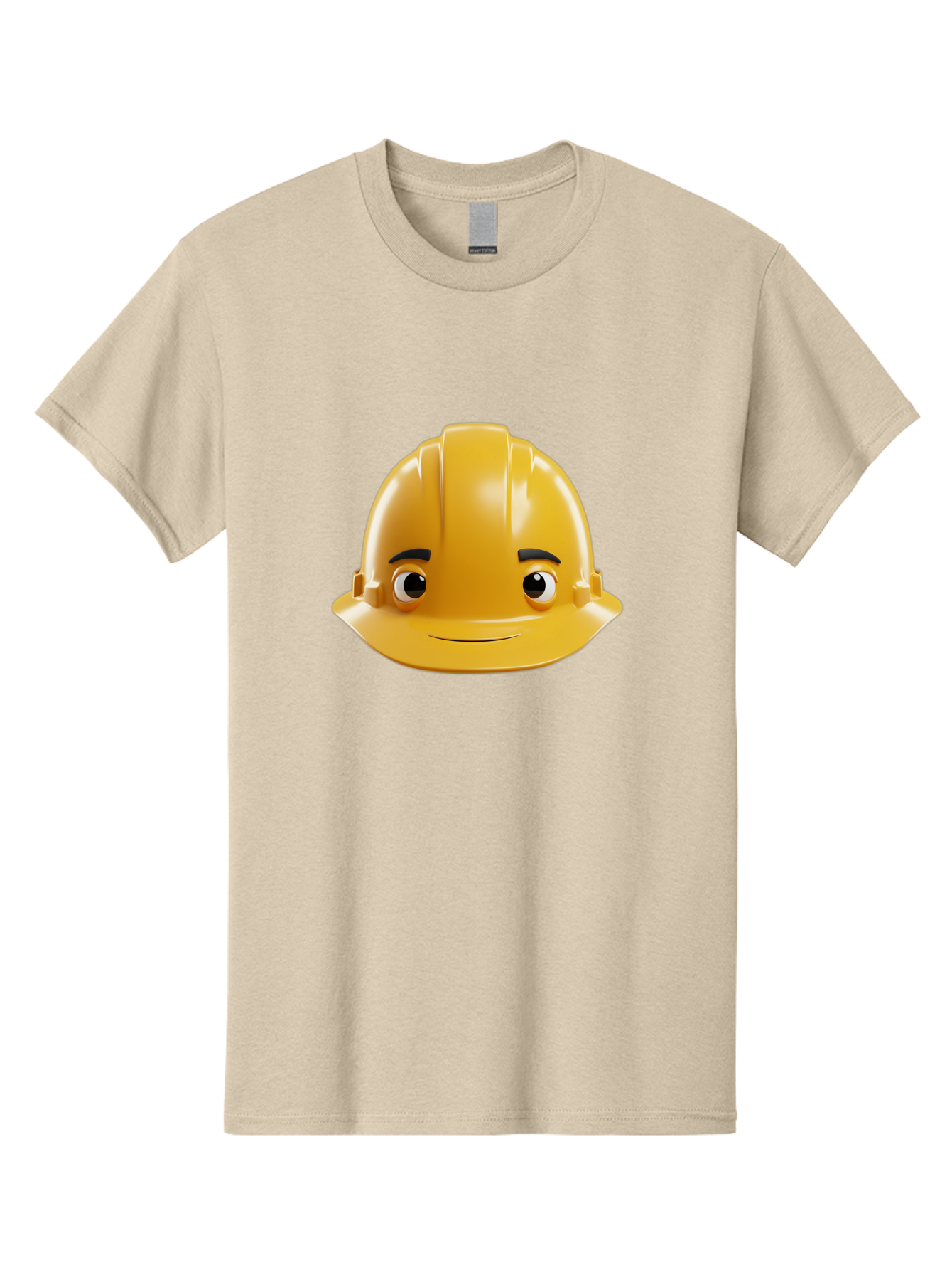 Yellow-Hard-Hat-Emoji Men'S Graphic Tee, 100% Cotton, Comfortable Casual Summer Wear, Machine Washable, Yellow Hard Hat, Cartoon Face, Construction Worker, Safety Helmet, Smiling Character, Yellow Emoji, Workplace Safety, Character Design Bad942