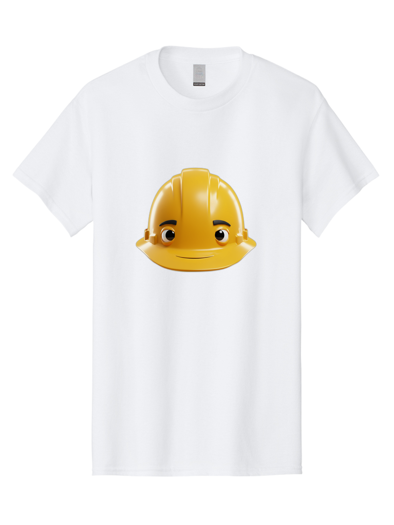 Yellow-Hard-Hat-Emoji Men'S Graphic Tee, 100% Cotton, Comfortable Casual Summer Wear, Machine Washable, Yellow Hard Hat, Cartoon Face, Construction Worker, Safety Helmet, Smiling Character, Yellow Emoji, Workplace Safety, Character Design Bad942