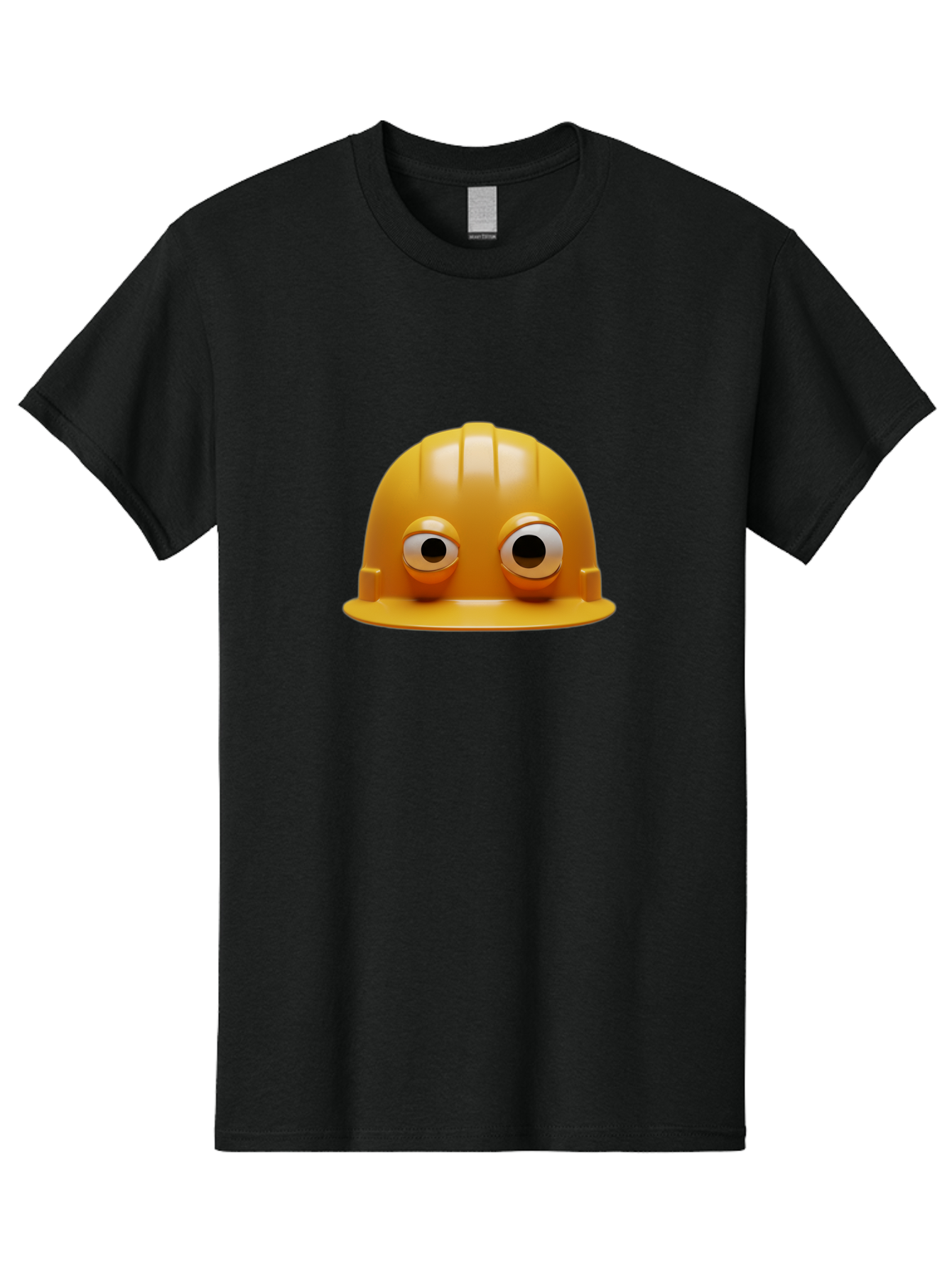 Yellow-Hardhat Men'S Graphic Tee, 100% Cotton, Comfortable Casual Summer Wear, Machine Washable, Safety Hardhat, Yellow Helmet, Funny Construction Hat, Cartoon Character, Comedic Element, Construction Worker Symbol, Quirky Illustration, Bad944