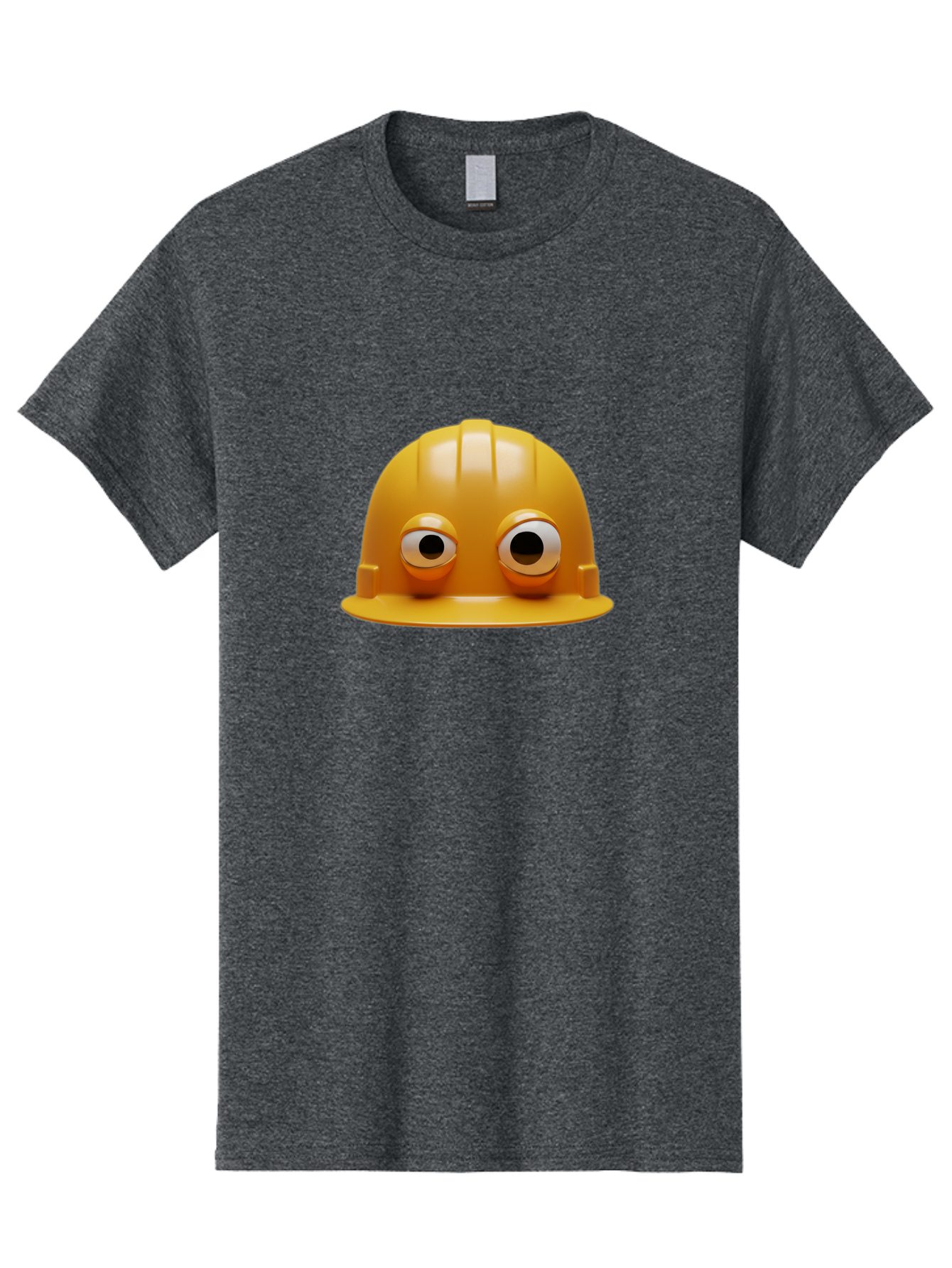 Yellow-Hardhat Men'S Graphic Tee, 100% Cotton, Comfortable Casual Summer Wear, Machine Washable, Safety Hardhat, Yellow Helmet, Funny Construction Hat, Cartoon Character, Comedic Element, Construction Worker Symbol, Quirky Illustration, Bad944