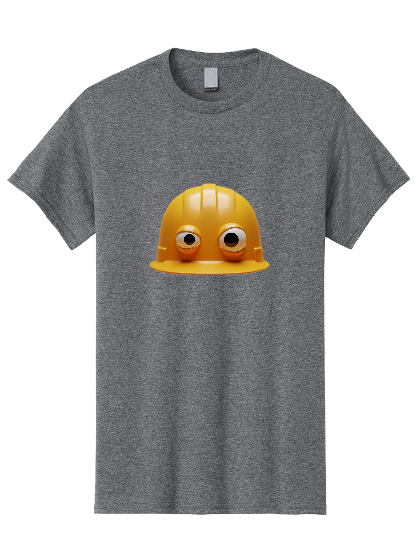 Yellow-Hardhat Men'S Graphic Tee, 100% Cotton, Comfortable Casual Summer Wear, Machine Washable, Safety Hardhat, Yellow Helmet, Funny Construction Hat, Cartoon Character, Comedic Element, Construction Worker Symbol, Quirky Illustration, Bad944