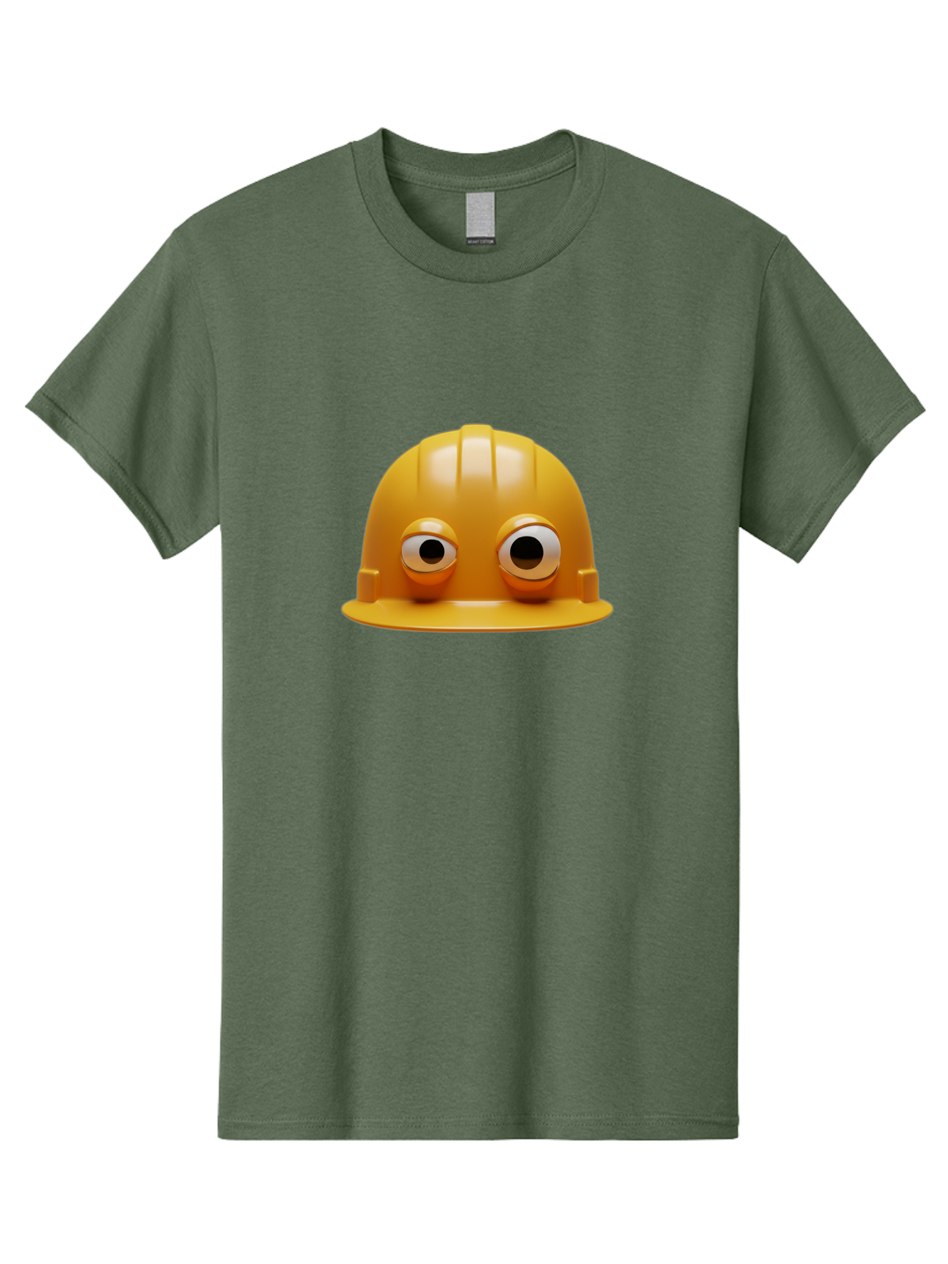 Yellow-Hardhat Men'S Graphic Tee, 100% Cotton, Comfortable Casual Summer Wear, Machine Washable, Safety Hardhat, Yellow Helmet, Funny Construction Hat, Cartoon Character, Comedic Element, Construction Worker Symbol, Quirky Illustration, Bad944