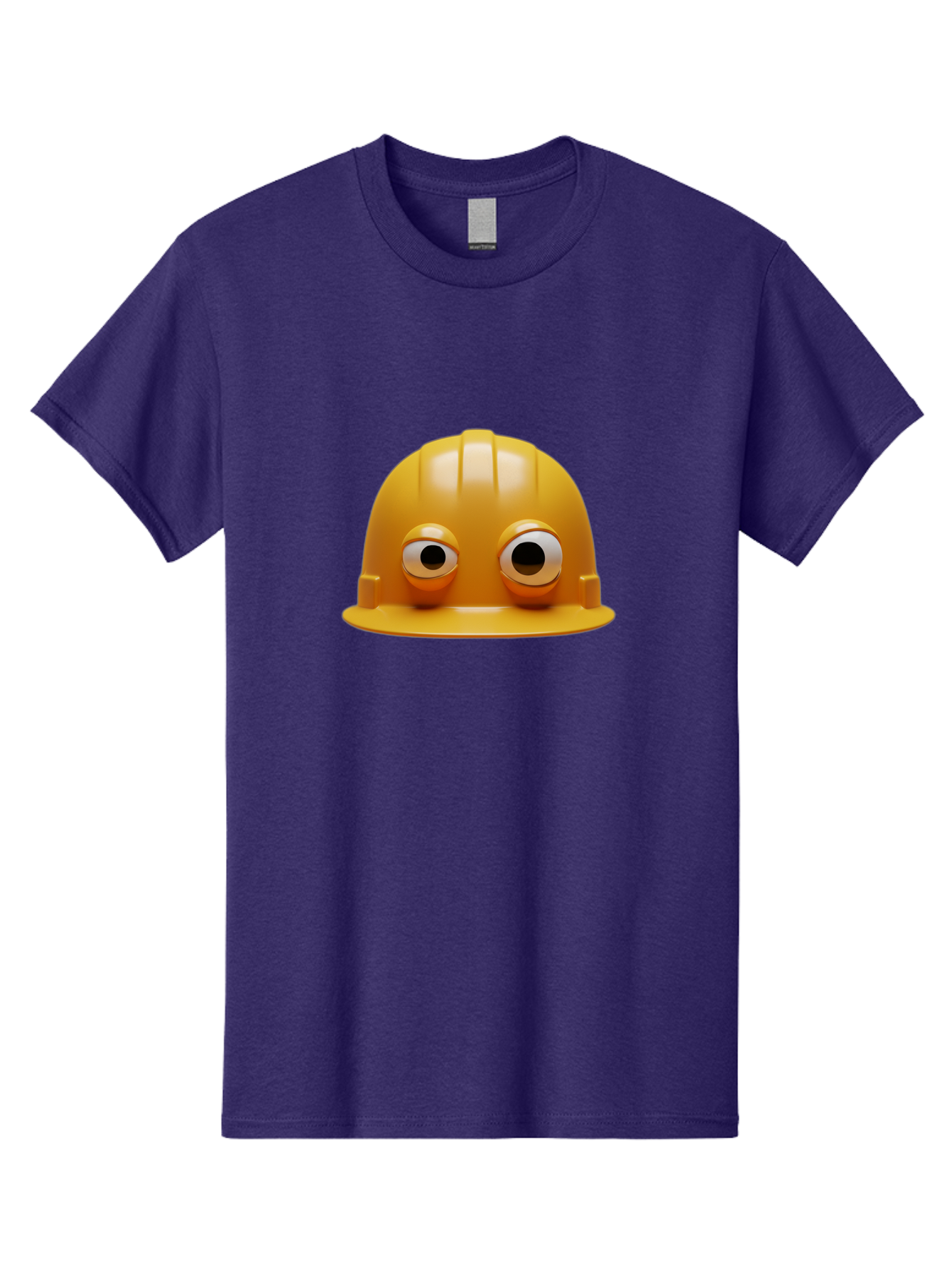 Yellow-Hardhat Men'S Graphic Tee, 100% Cotton, Comfortable Casual Summer Wear, Machine Washable, Safety Hardhat, Yellow Helmet, Funny Construction Hat, Cartoon Character, Comedic Element, Construction Worker Symbol, Quirky Illustration, Bad944
